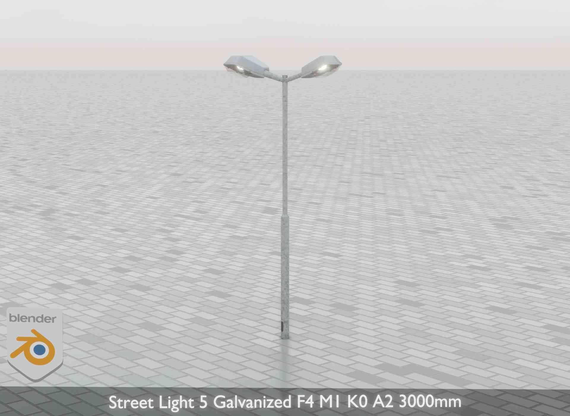 Street Light 5 Galvanized F4 M1 K0 A2 3000mm Low-poly 3D model_42