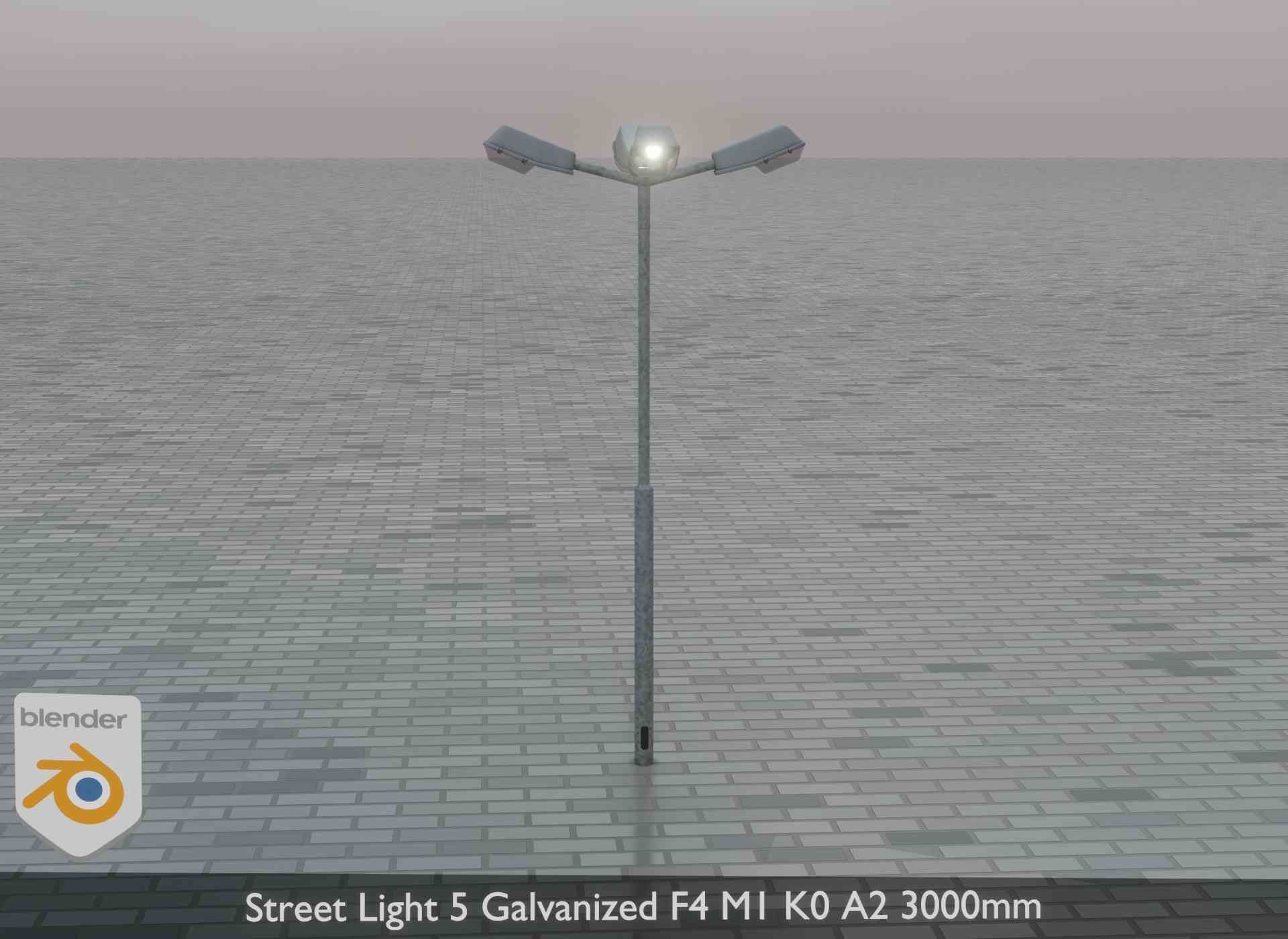 Street Light 5 Galvanized F4 M1 K0 A2 3000mm Low-poly 3D model_51