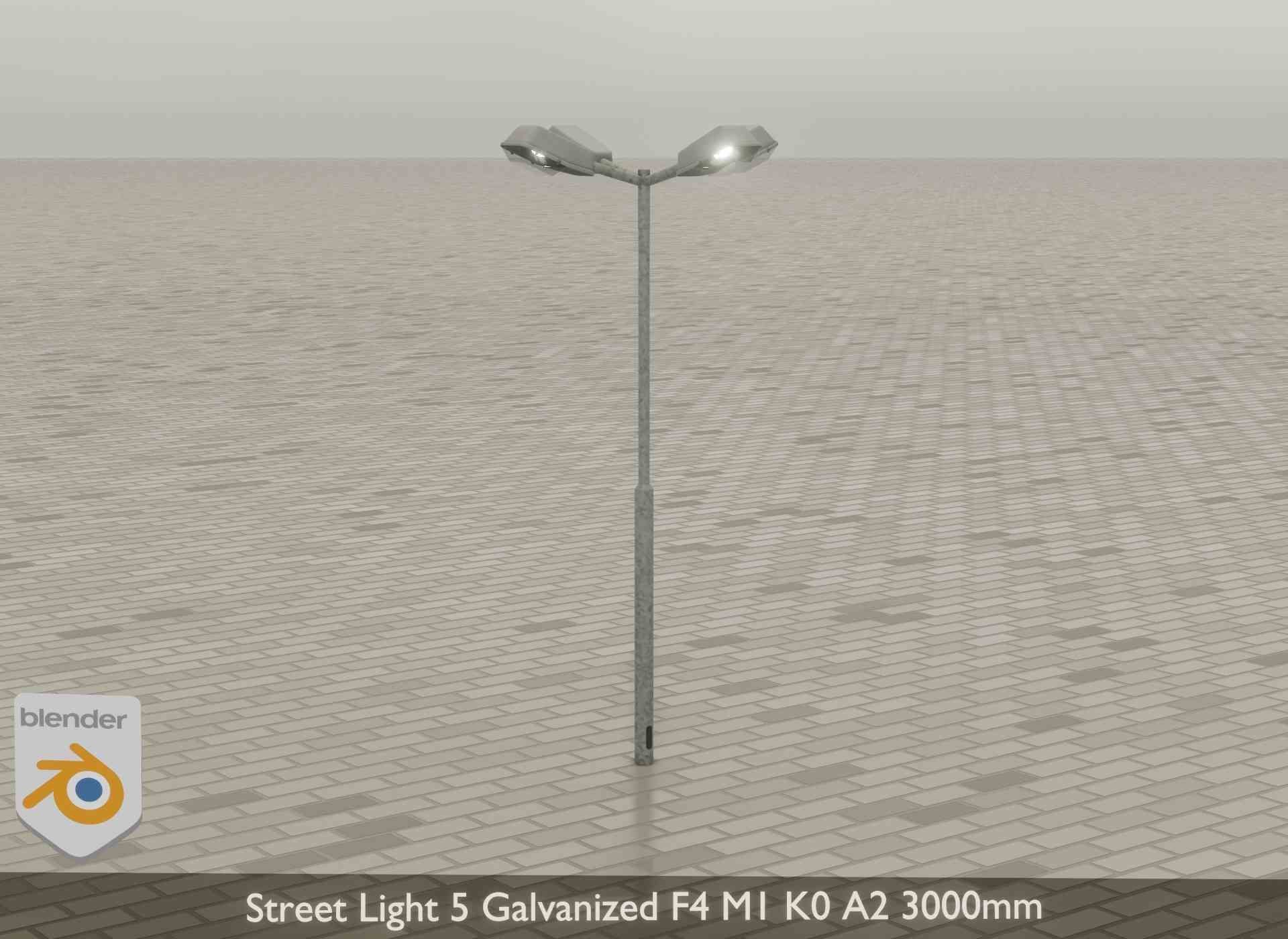 Street Light 5 Galvanized F4 M1 K0 A2 3000mm Low-poly 3D model_23