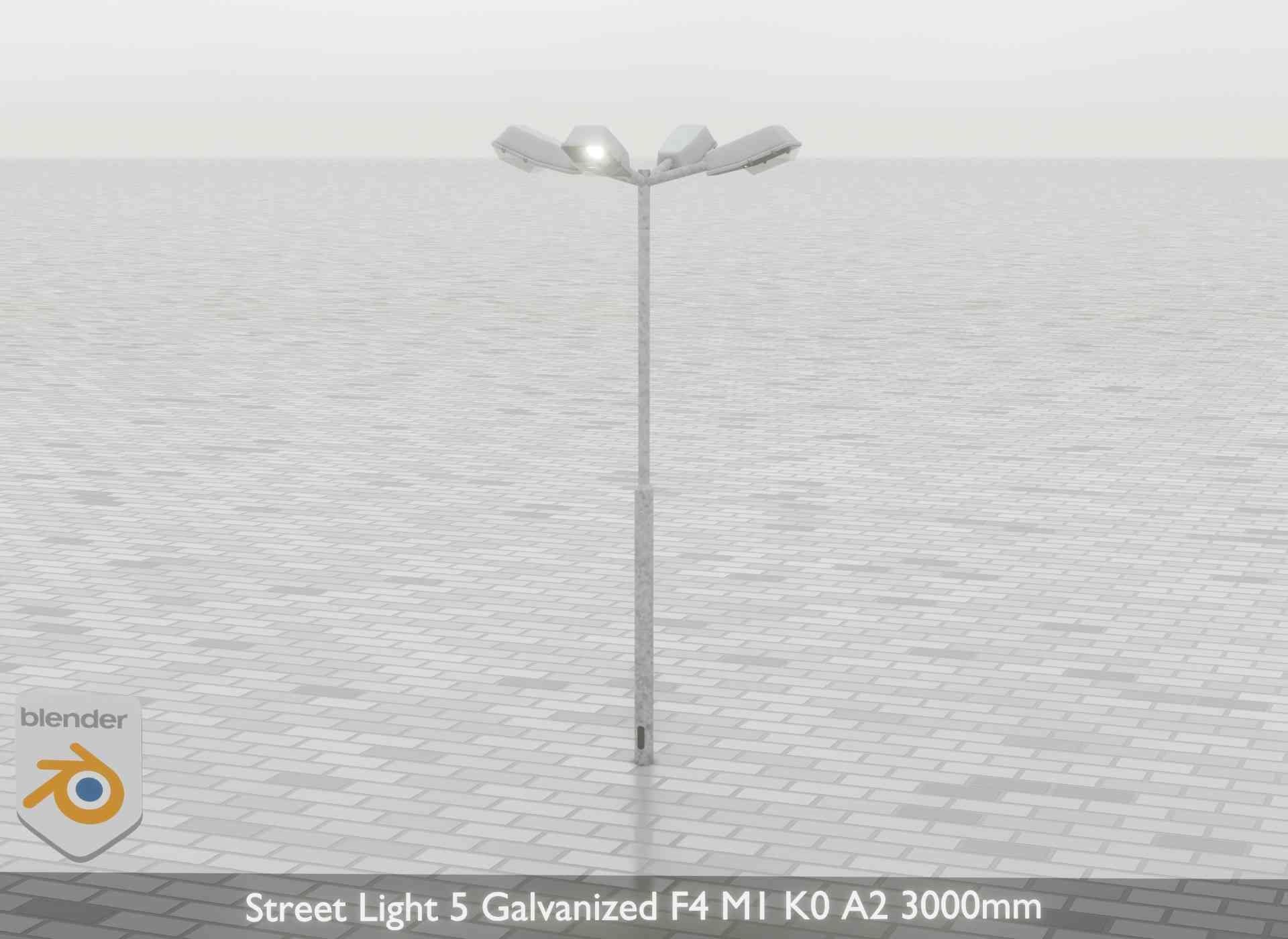 Street Light 5 Galvanized F4 M1 K0 A2 3000mm Low-poly 3D model_40