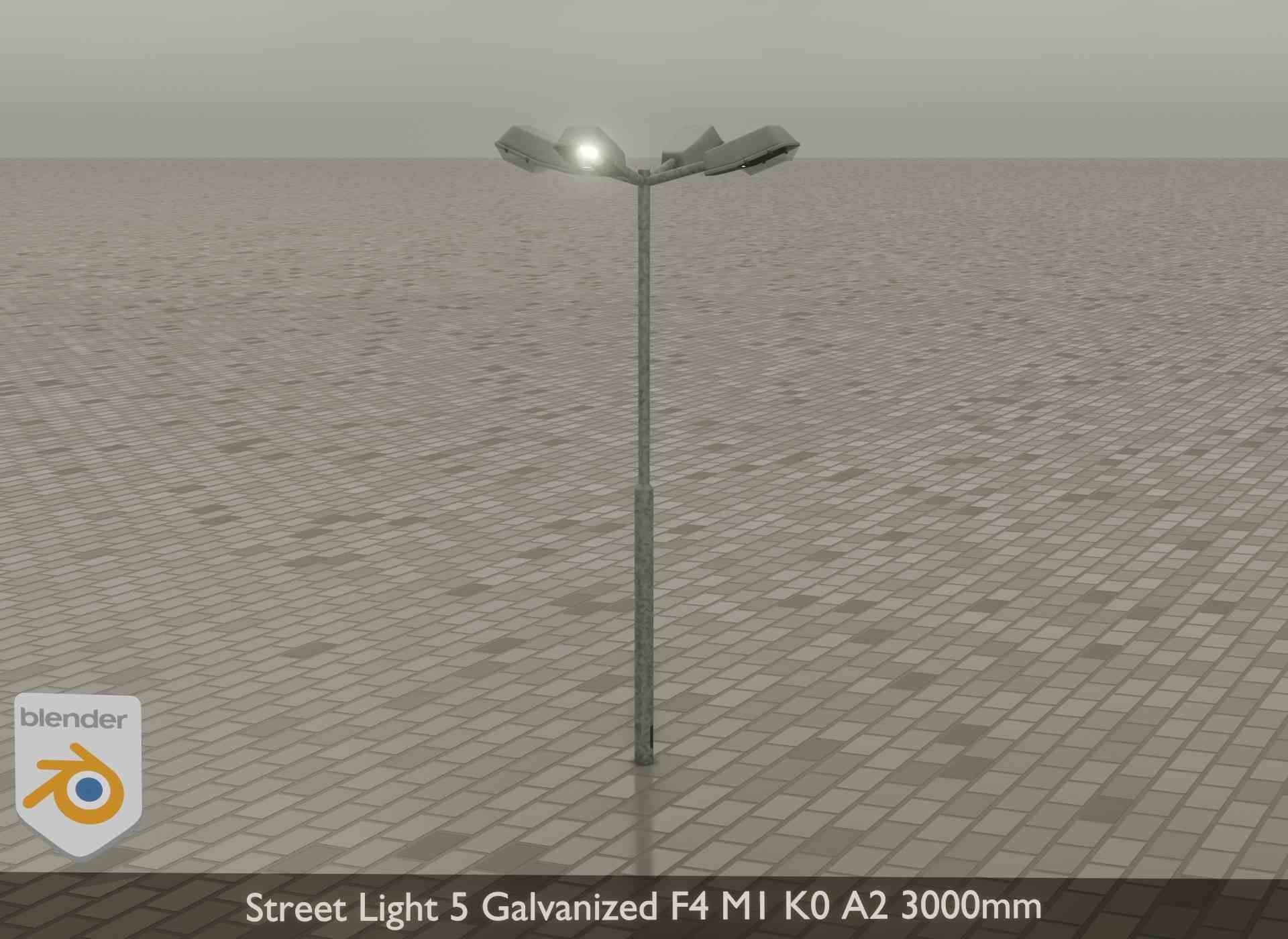 Street Light 5 Galvanized F4 M1 K0 A2 3000mm Low-poly 3D model_21