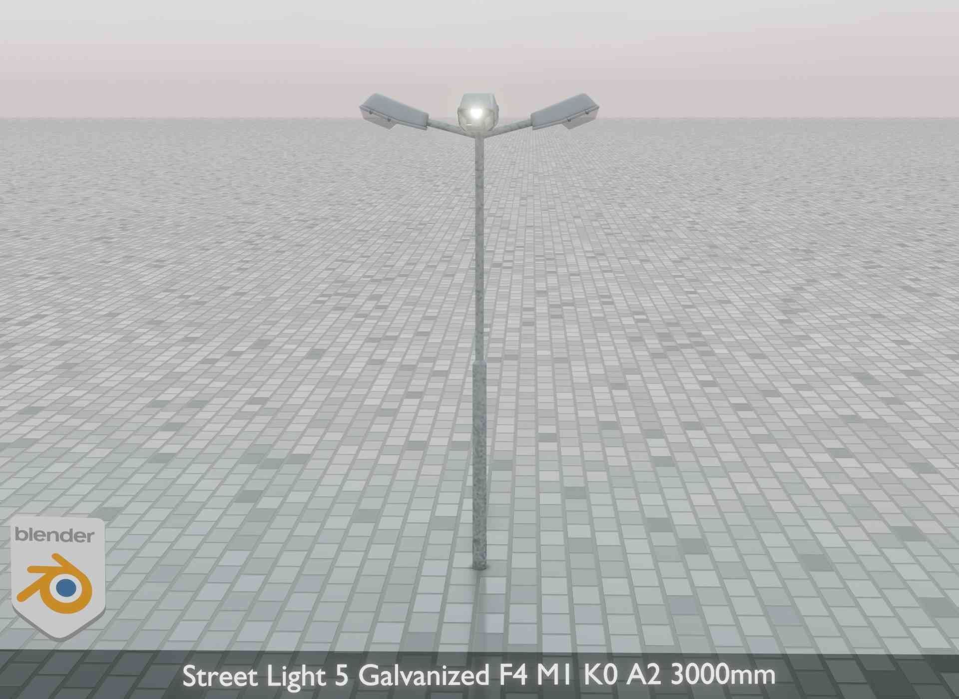 Street Light 5 Galvanized F4 M1 K0 A2 3000mm Low-poly 3D model_45