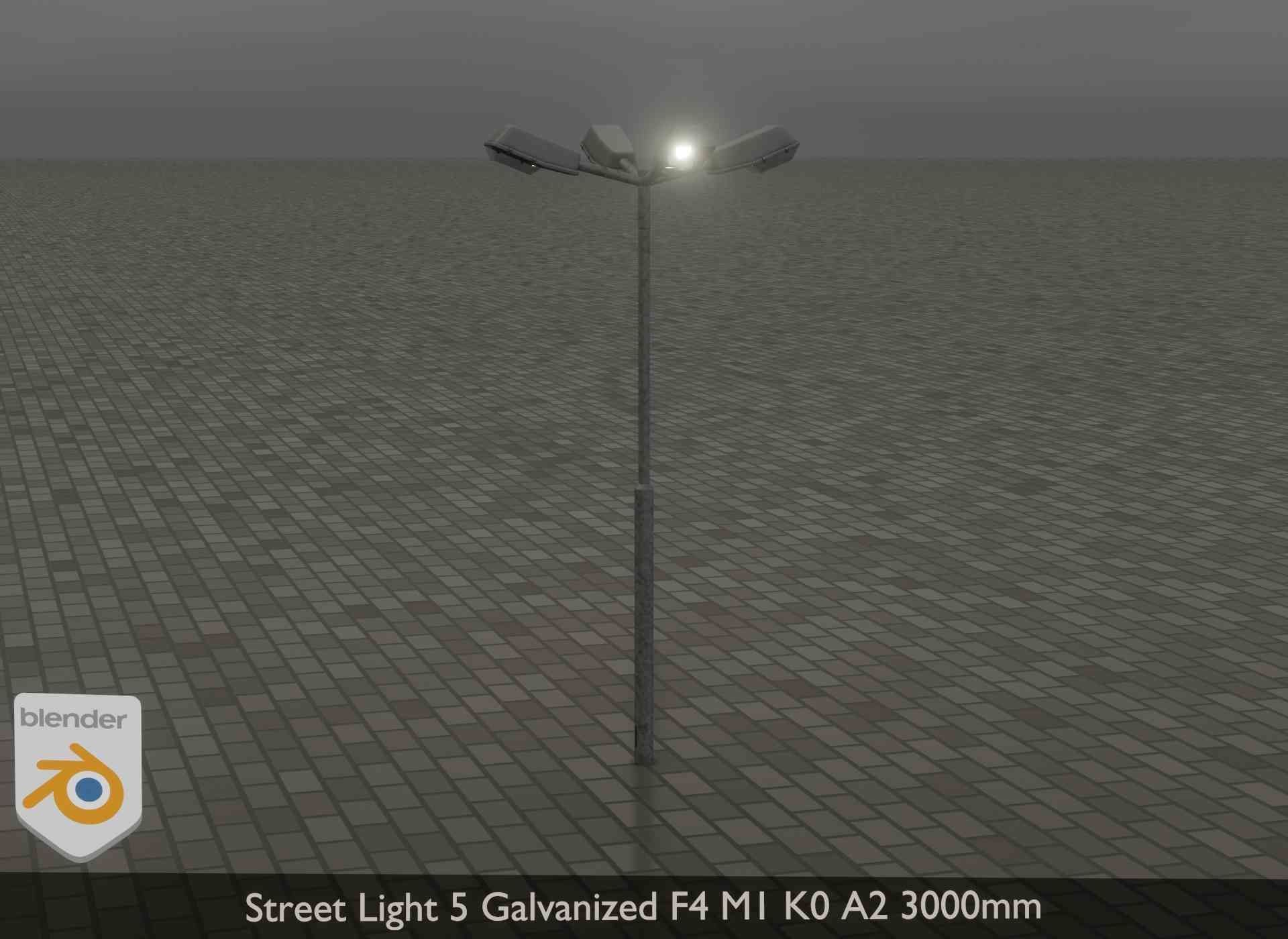 Street Light 5 Galvanized F4 M1 K0 A2 3000mm Low-poly 3D model_18