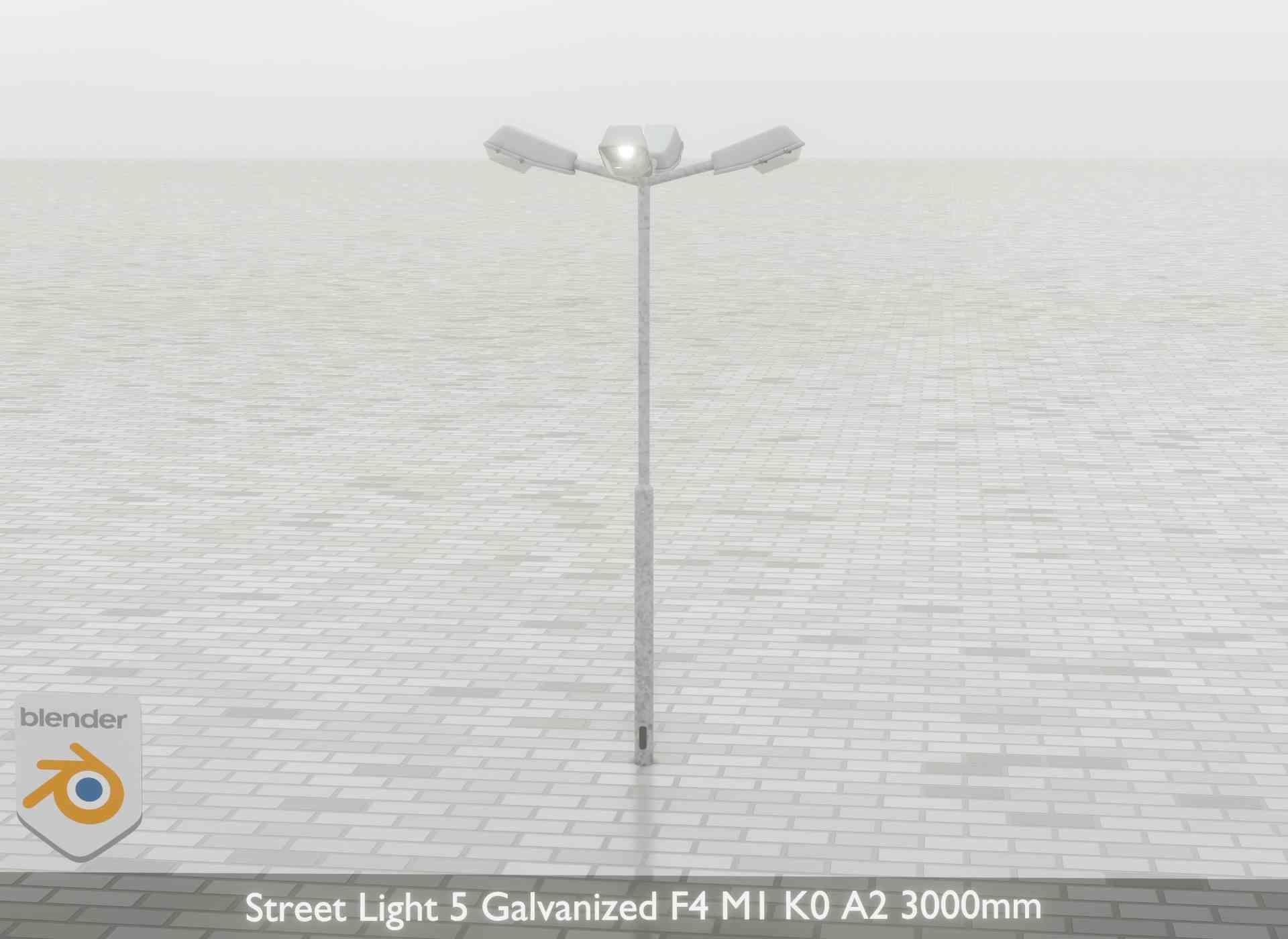 Street Light 5 Galvanized F4 M1 K0 A2 3000mm Low-poly 3D model_39