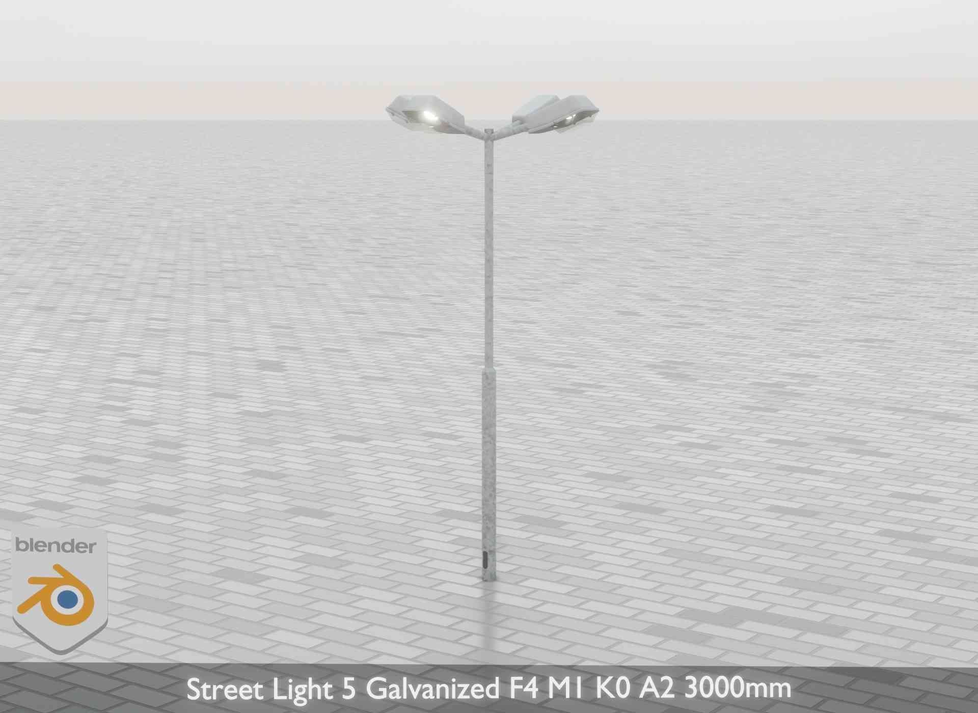 Street Light 5 Galvanized F4 M1 K0 A2 3000mm Low-poly 3D model_41