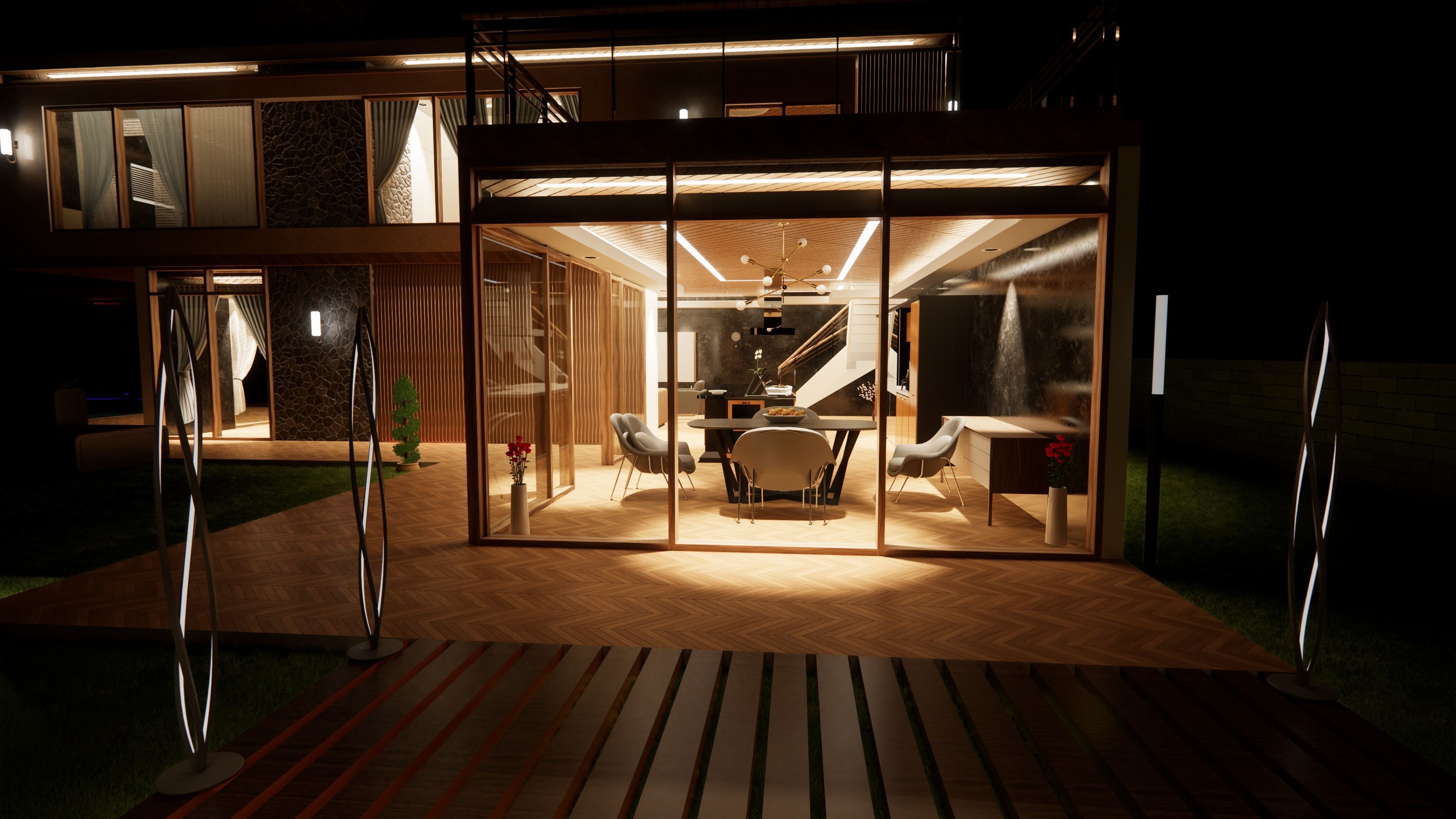 Modern Garden House 3D model_3