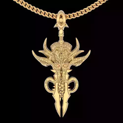 Sword Octopus pendant silver gold printable jewelry 3D model