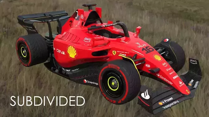 Cartoon rigged Ferrari F1-75 Low-poly 3D model