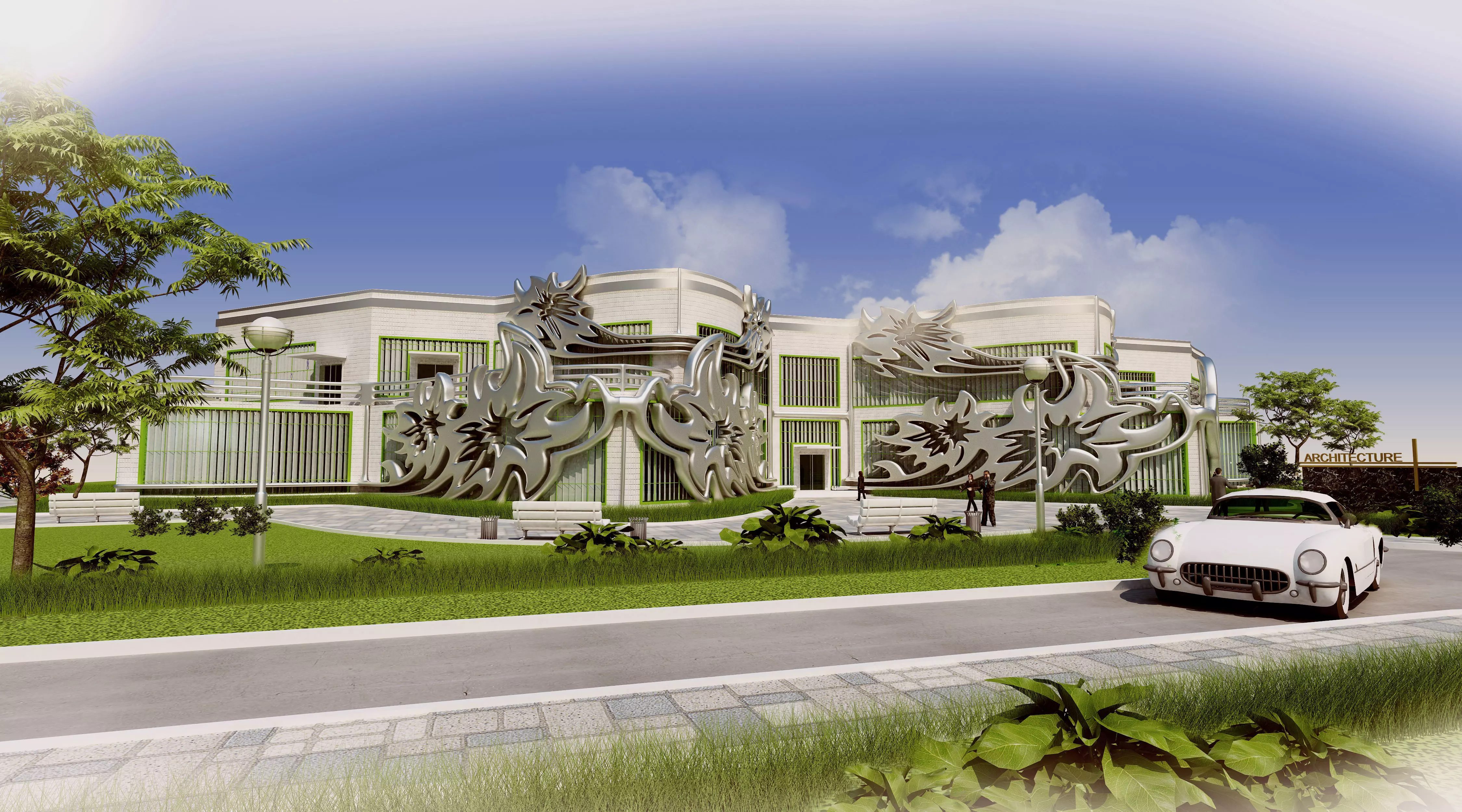 Flower building concept 3D model_0