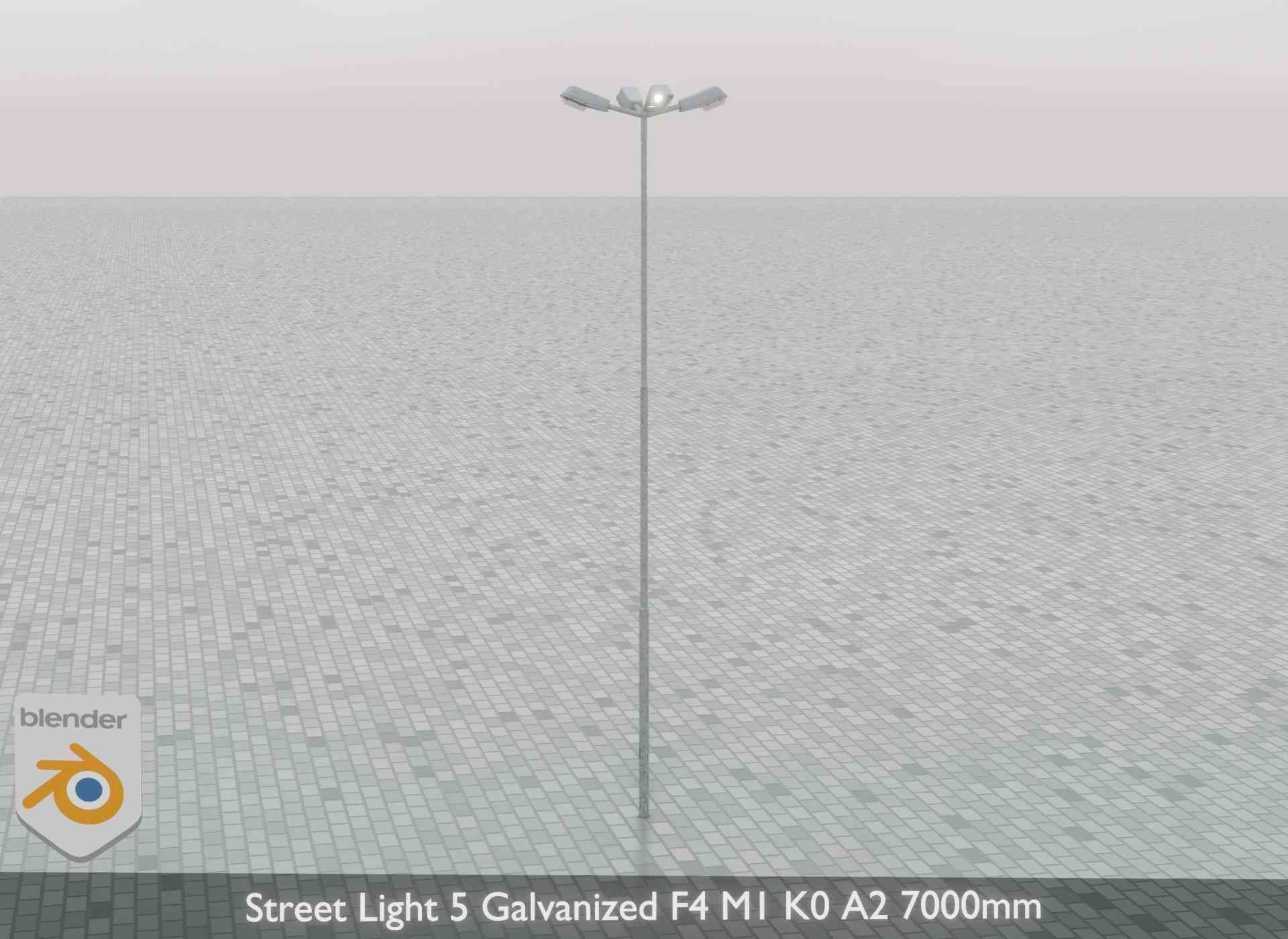 Street Light 5 Galvanized F4 M1 K0 A2 7000mm Low-poly 3D model_44