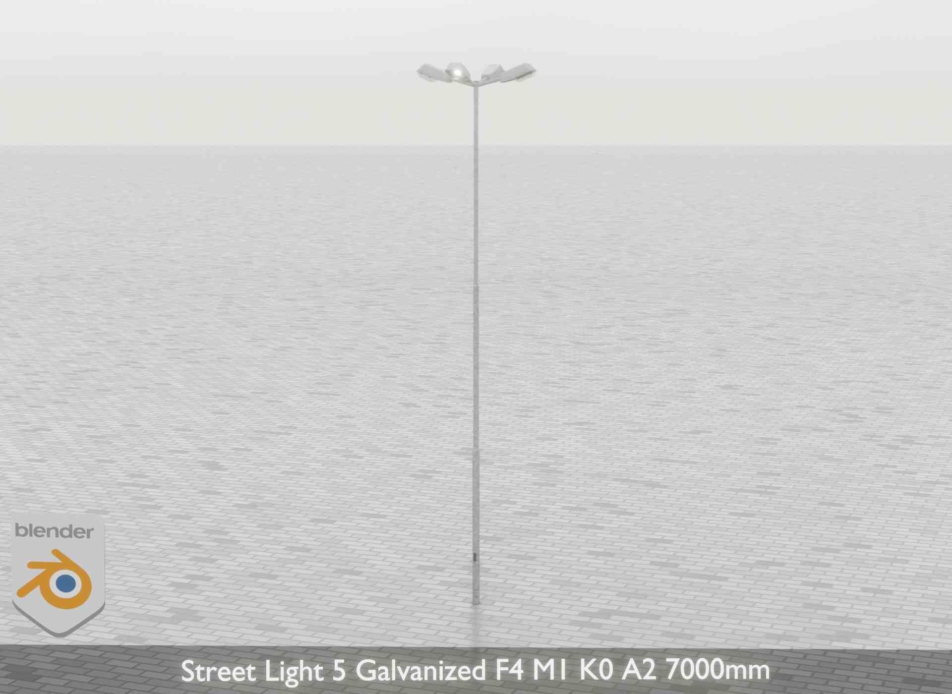 Street Light 5 Galvanized F4 M1 K0 A2 7000mm Low-poly 3D model_40
