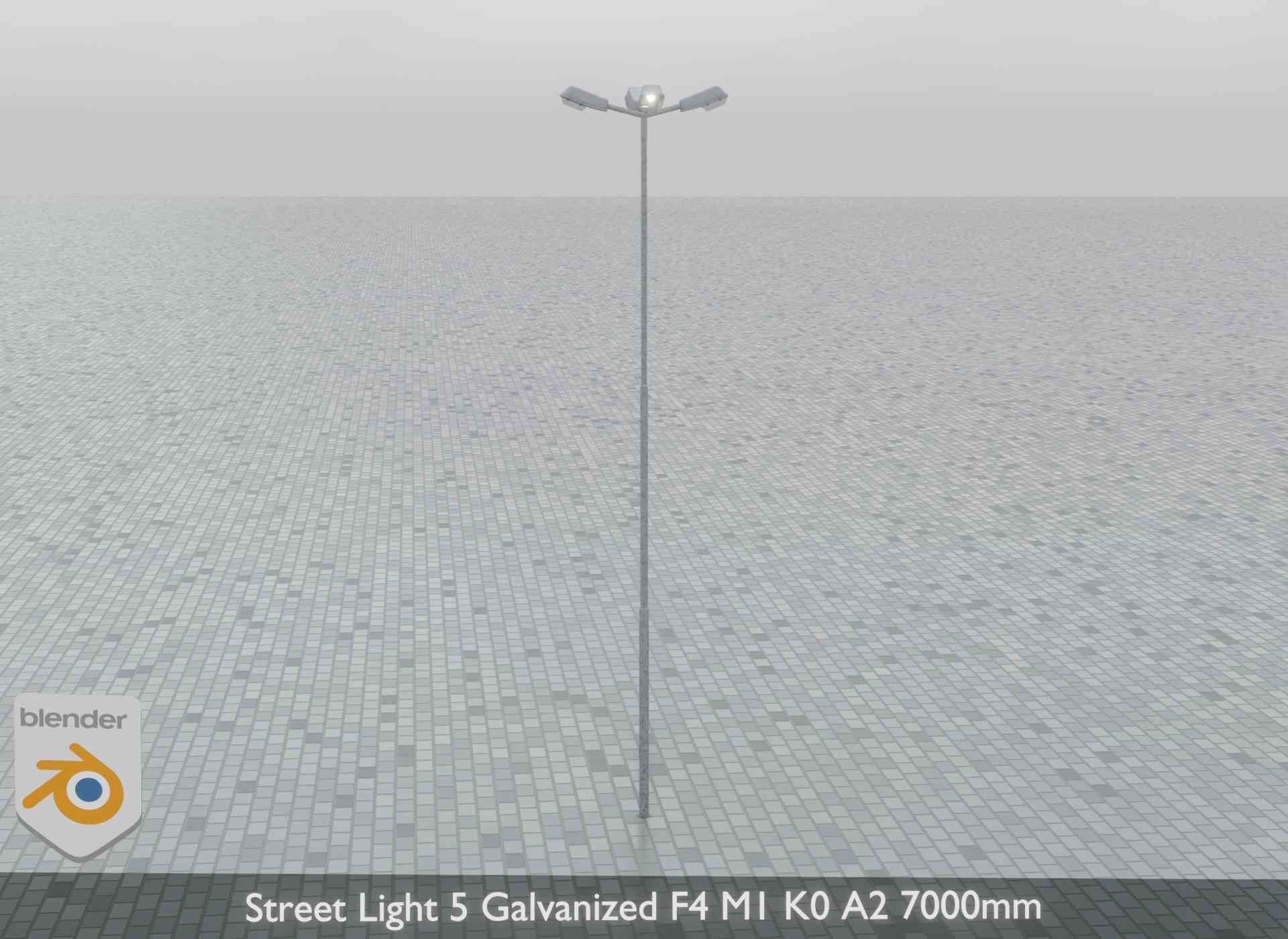 Street Light 5 Galvanized F4 M1 K0 A2 7000mm Low-poly 3D model_6