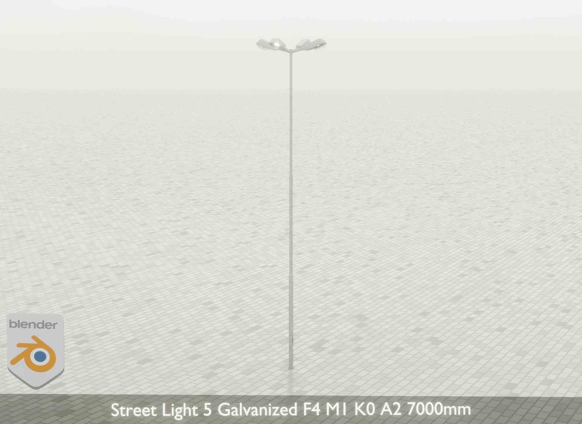 Street Light 5 Galvanized F4 M1 K0 A2 7000mm Low-poly 3D model_34
