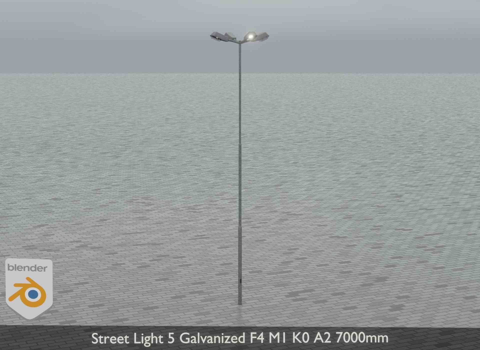 Street Light 5 Galvanized F4 M1 K0 A2 7000mm Low-poly 3D model_11