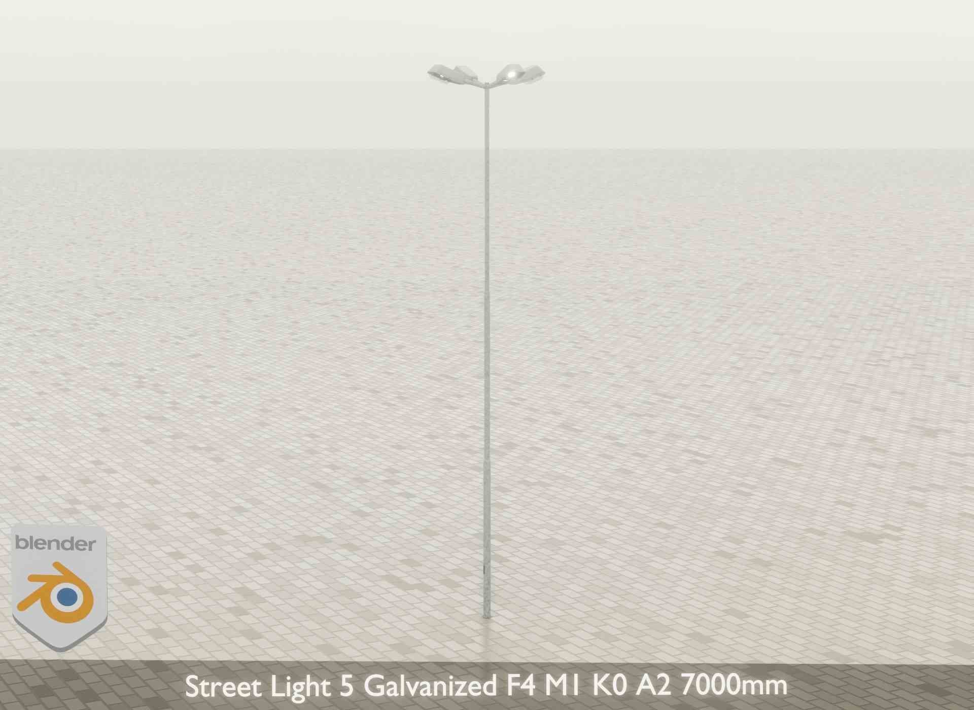 Street Light 5 Galvanized F4 M1 K0 A2 7000mm Low-poly 3D model_30