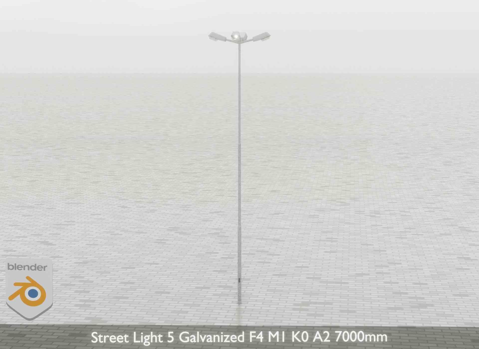 Street Light 5 Galvanized F4 M1 K0 A2 7000mm Low-poly 3D model_39