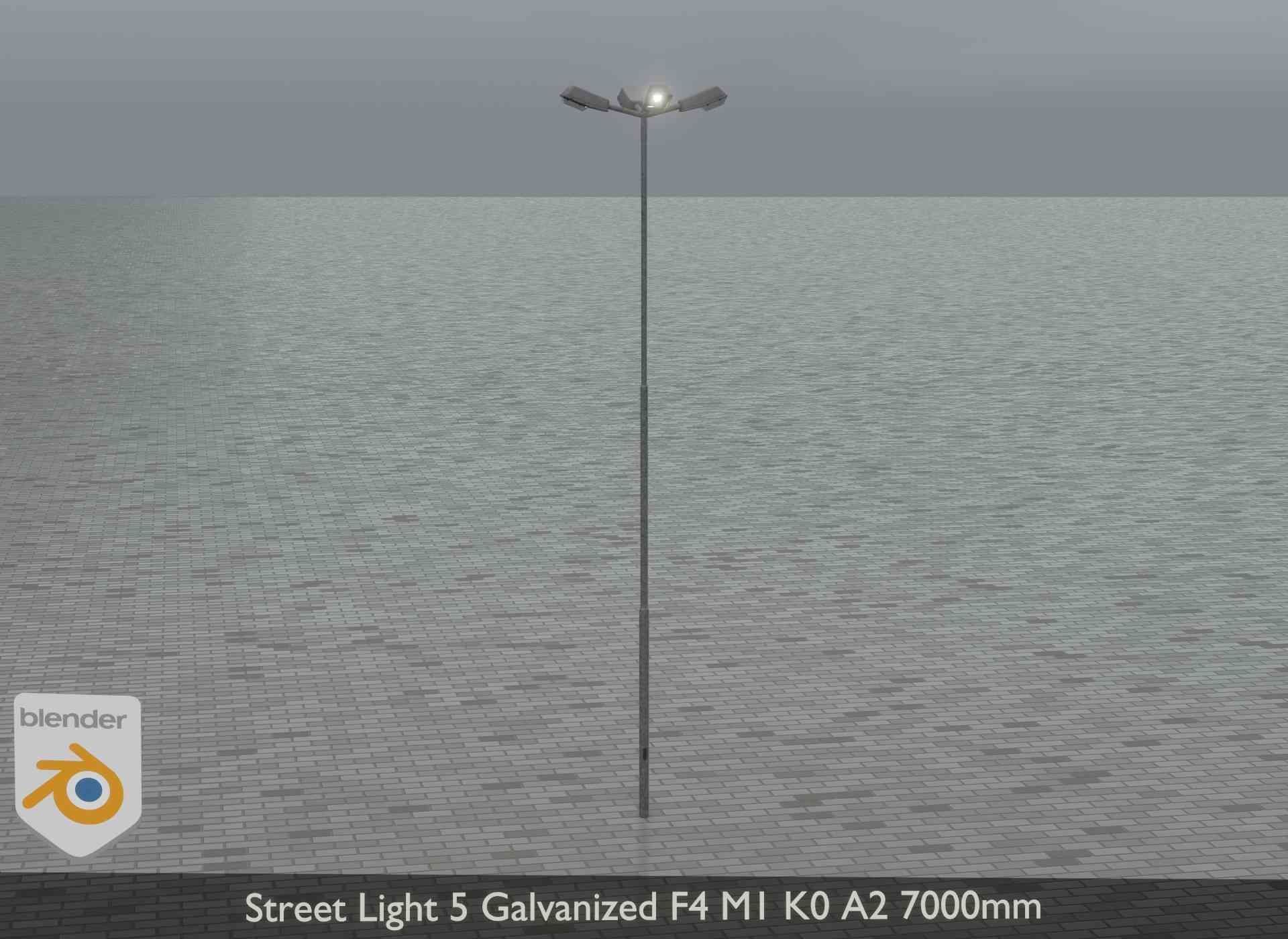 Street Light 5 Galvanized F4 M1 K0 A2 7000mm Low-poly 3D model_12