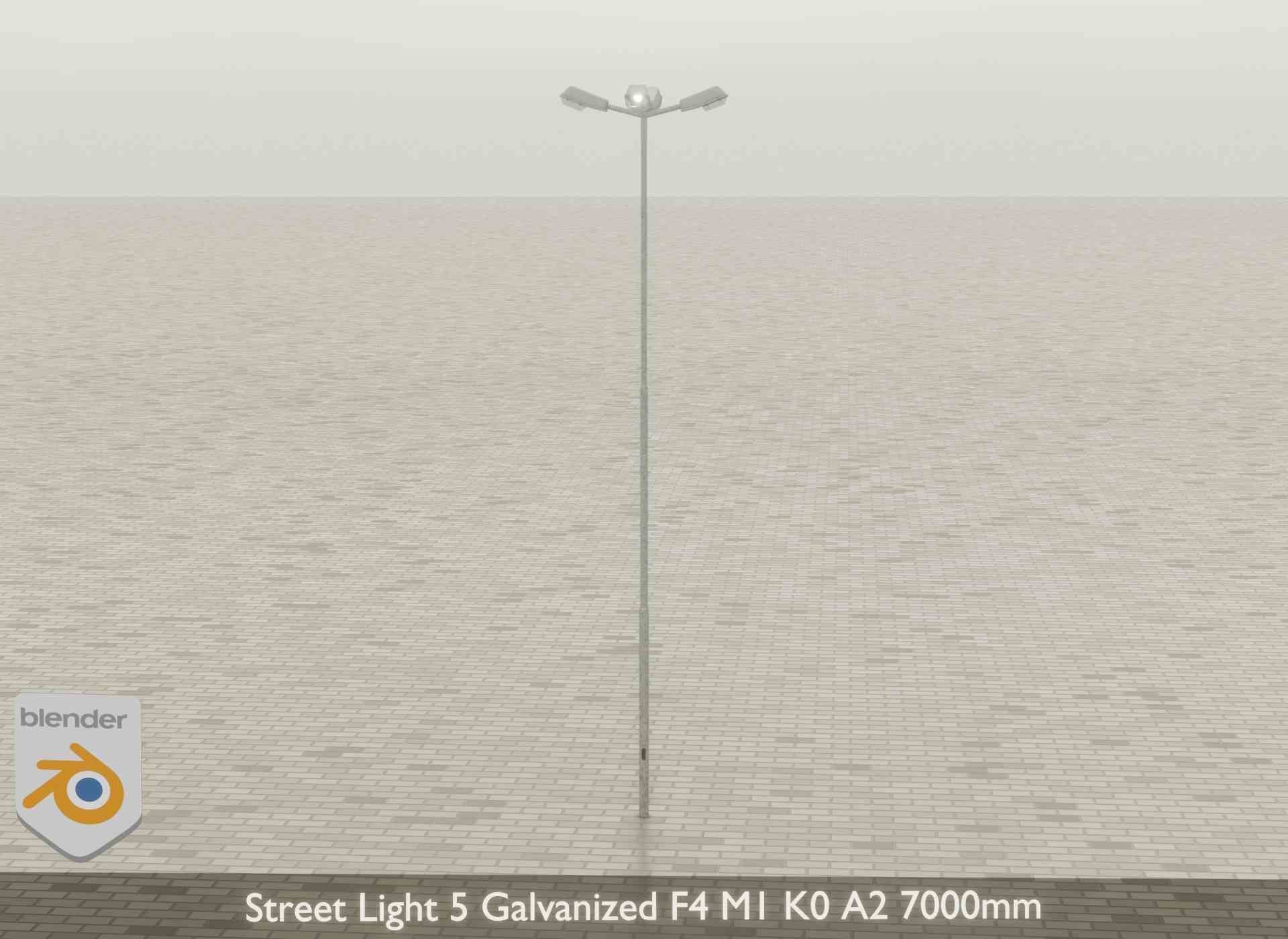 Street Light 5 Galvanized F4 M1 K0 A2 7000mm Low-poly 3D model_26