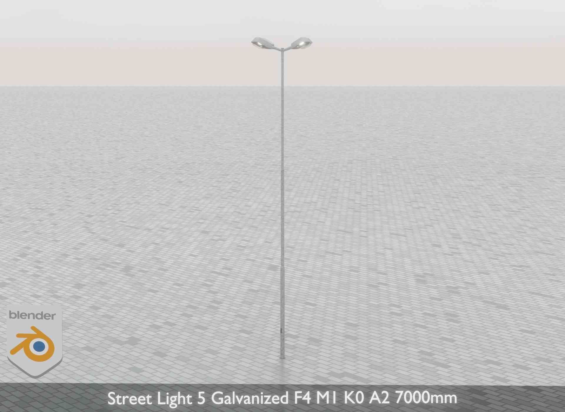Street Light 5 Galvanized F4 M1 K0 A2 7000mm Low-poly 3D model_42