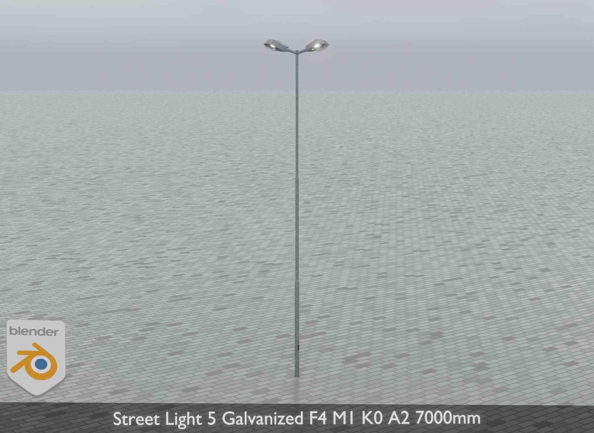 Street Light 5 Galvanized F4 M1 K0 A2 7000mm Low-poly 3D model_10