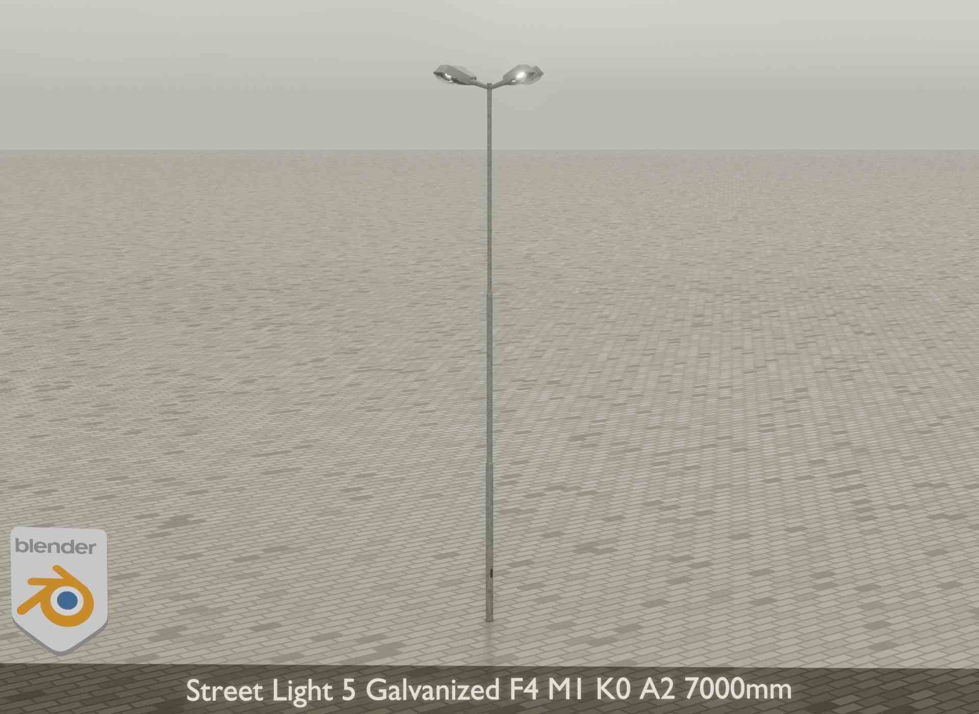 Street Light 5 Galvanized F4 M1 K0 A2 7000mm Low-poly 3D model_23