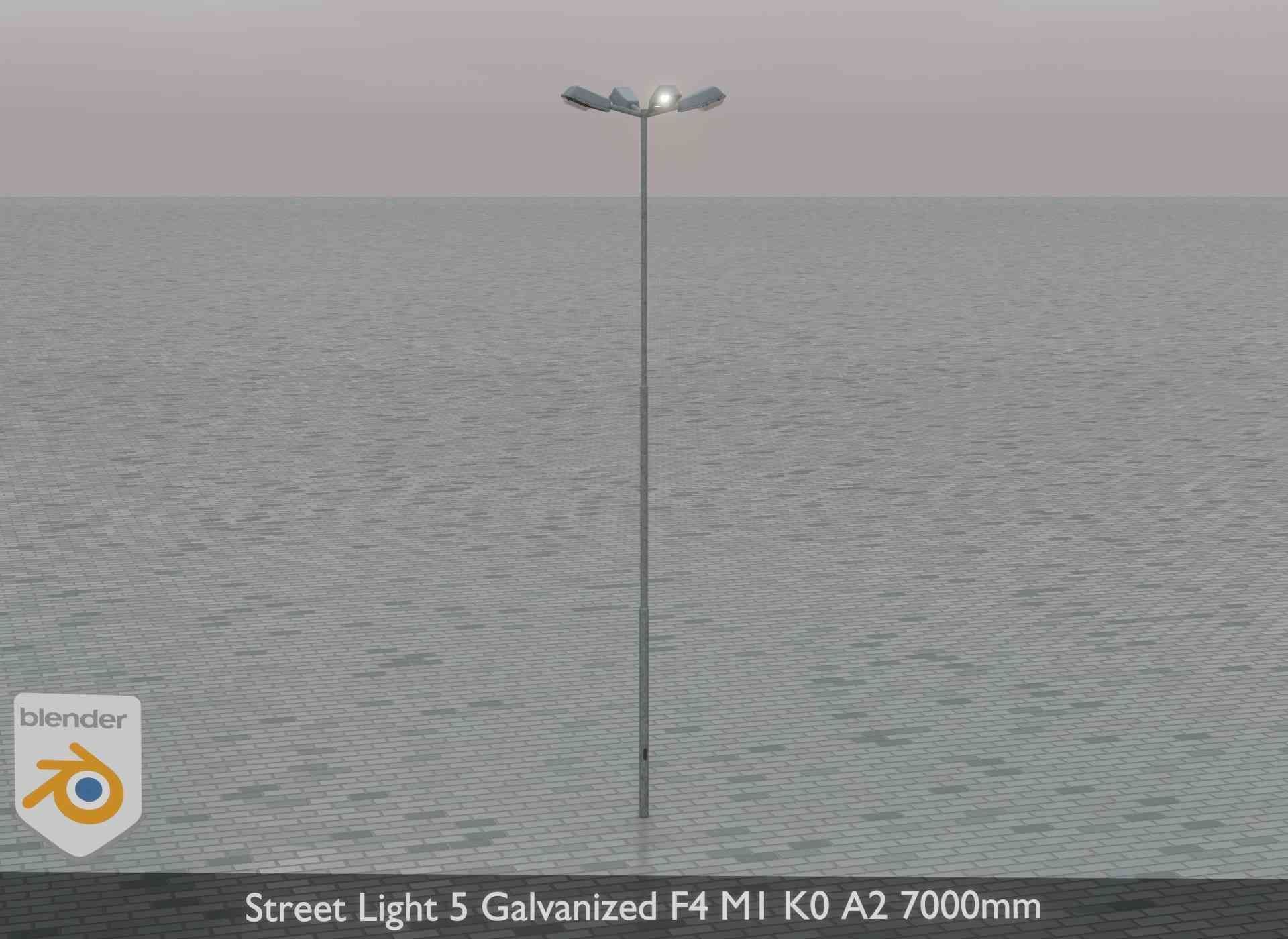 Street Light 5 Galvanized F4 M1 K0 A2 7000mm Low-poly 3D model_50