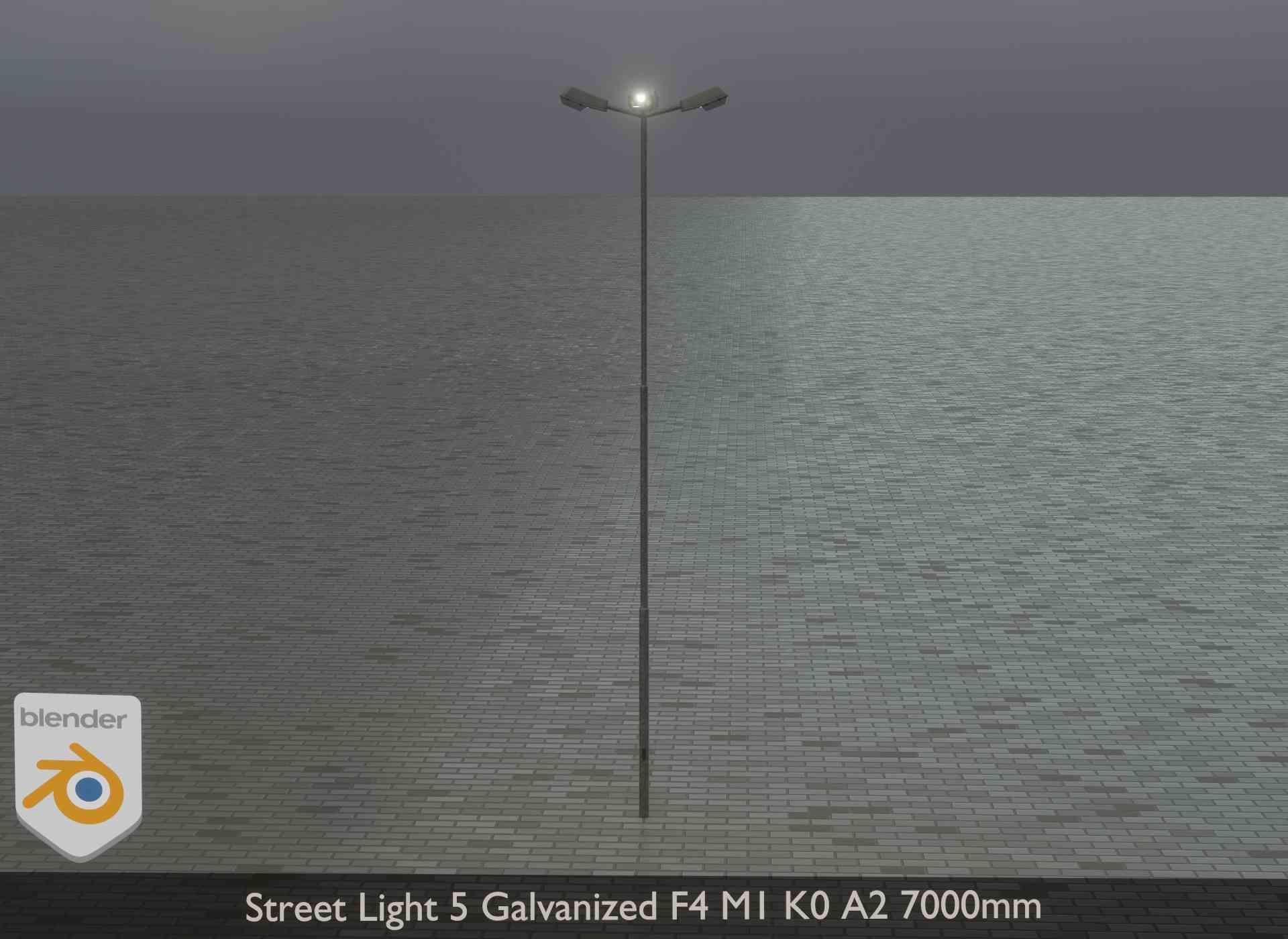 Street Light 5 Galvanized F4 M1 K0 A2 7000mm Low-poly 3D model_13