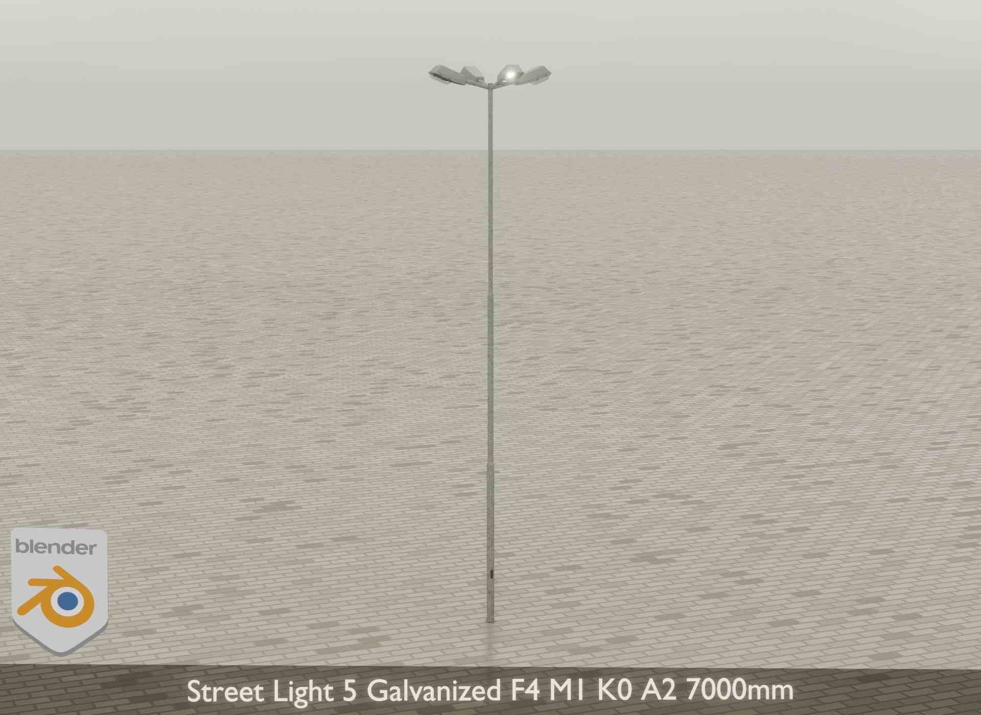 Street Light 5 Galvanized F4 M1 K0 A2 7000mm Low-poly 3D model_24