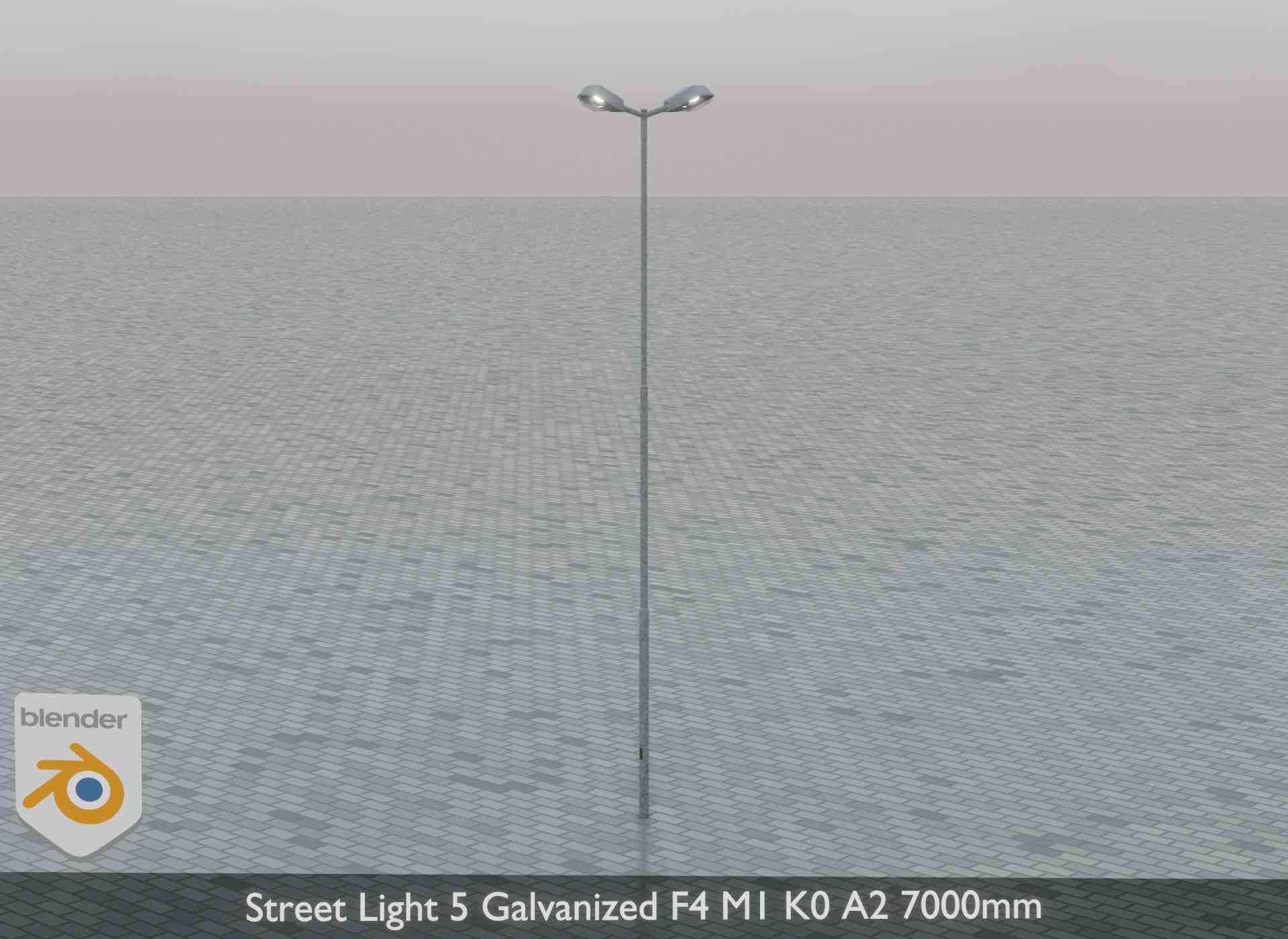 Street Light 5 Galvanized F4 M1 K0 A2 7000mm Low-poly 3D model_3