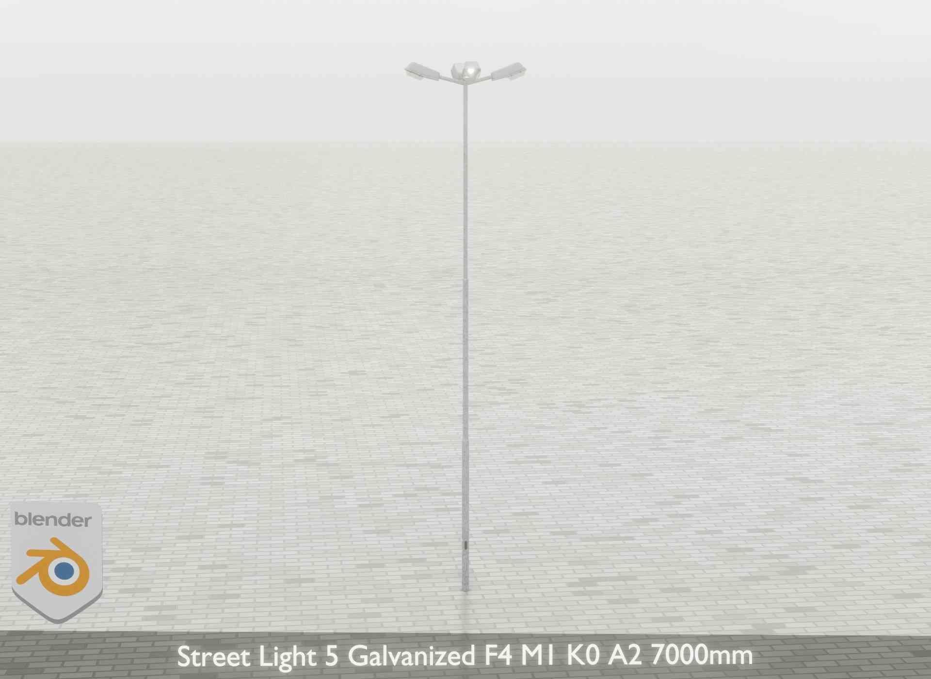 Street Light 5 Galvanized F4 M1 K0 A2 7000mm Low-poly 3D model_38
