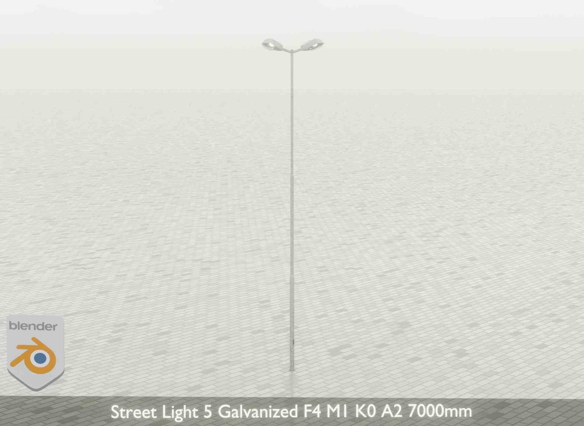 Street Light 5 Galvanized F4 M1 K0 A2 7000mm Low-poly 3D model_35