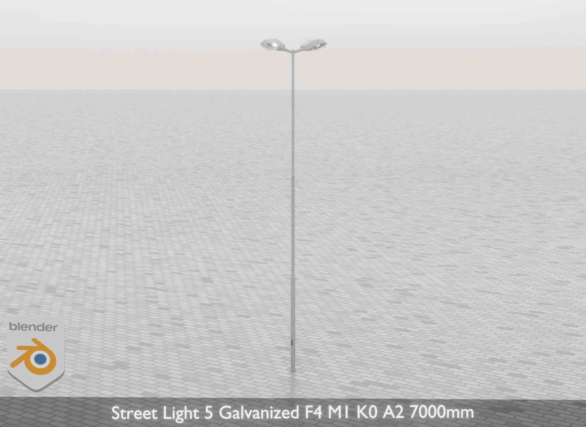 Street Light 5 Galvanized F4 M1 K0 A2 7000mm Low-poly 3D model_41