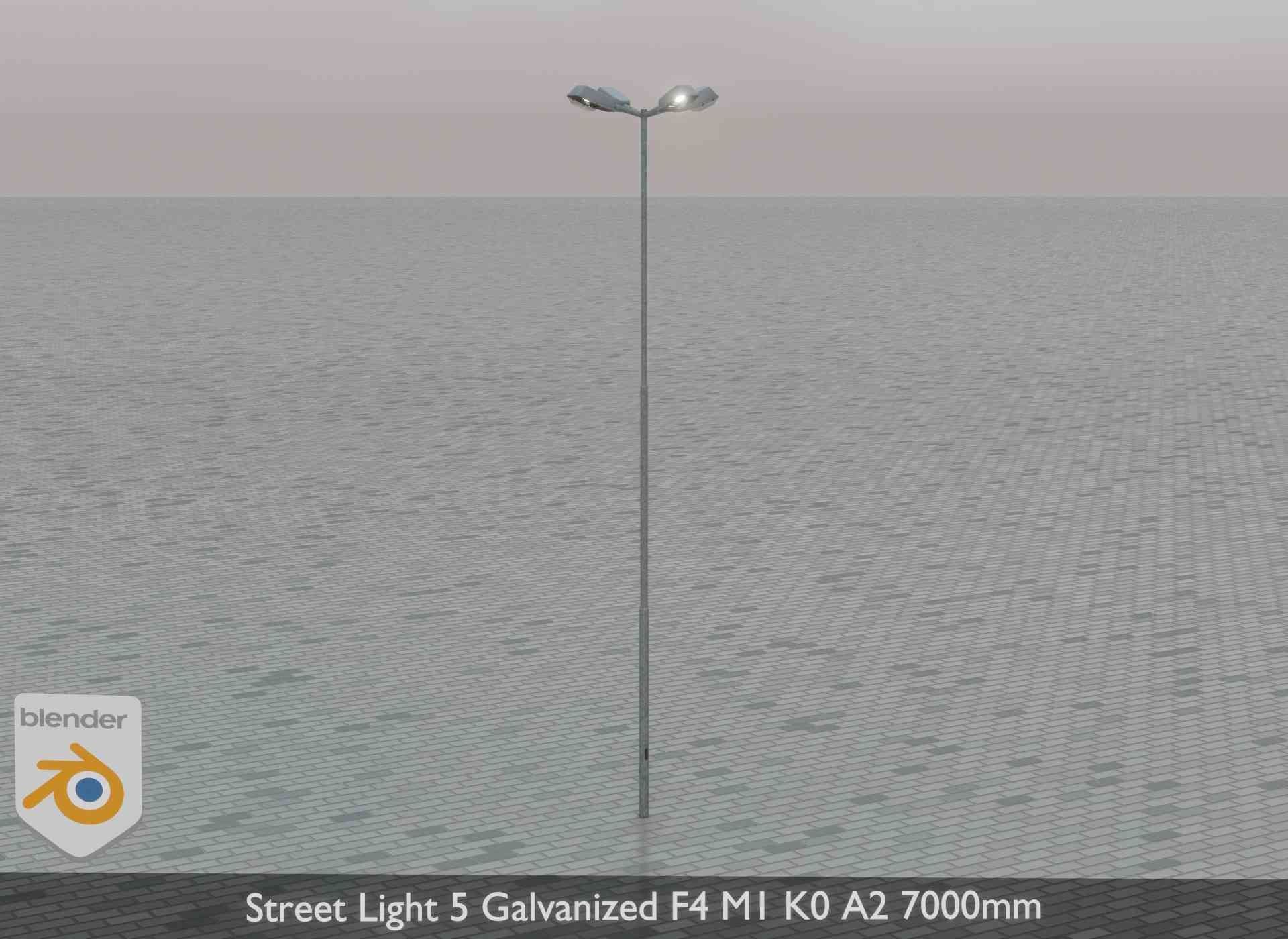 Street Light 5 Galvanized F4 M1 K0 A2 7000mm Low-poly 3D model_49
