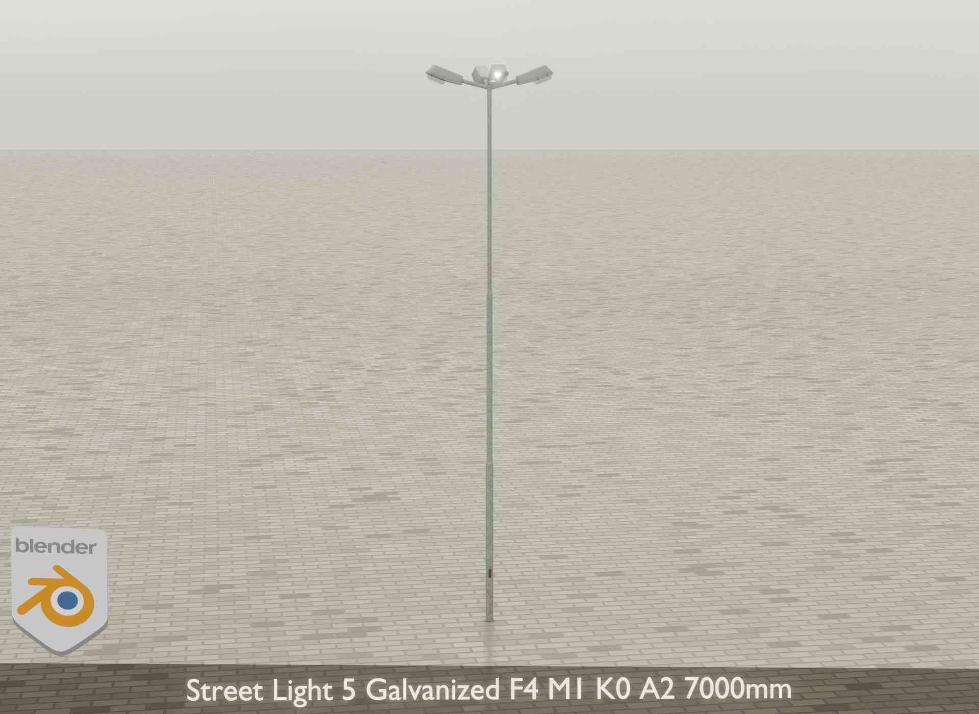 Street Light 5 Galvanized F4 M1 K0 A2 7000mm Low-poly 3D model_25