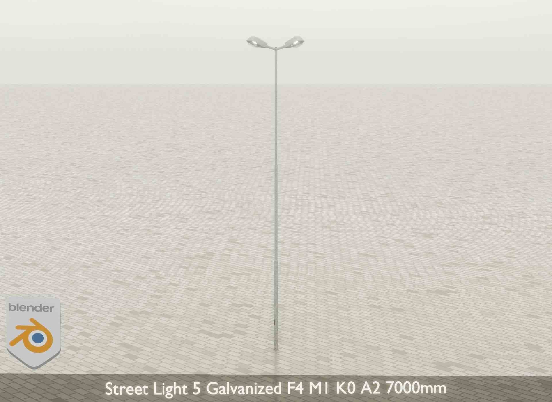 Street Light 5 Galvanized F4 M1 K0 A2 7000mm Low-poly 3D model_29