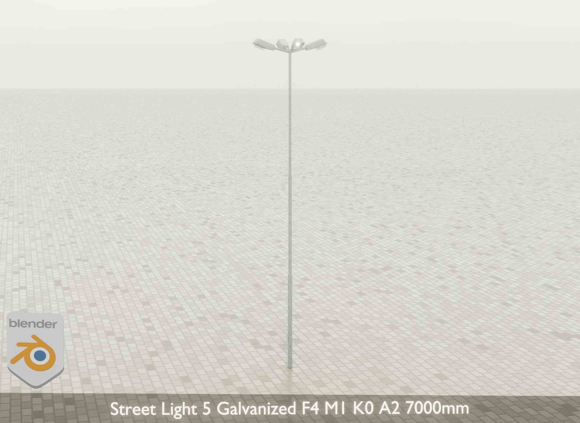 Street Light 5 Galvanized F4 M1 K0 A2 7000mm Low-poly 3D model_31