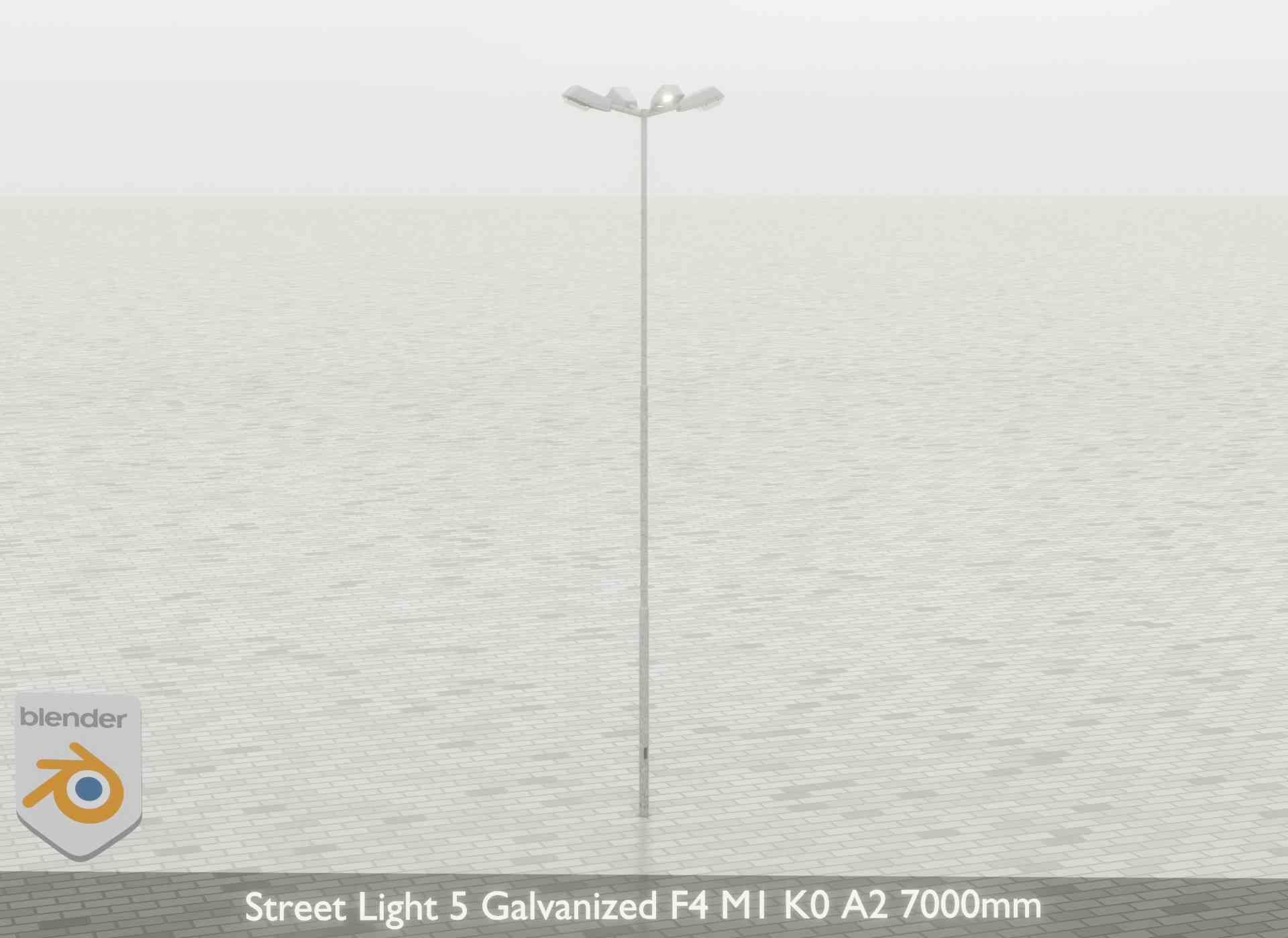 Street Light 5 Galvanized F4 M1 K0 A2 7000mm Low-poly 3D model_37