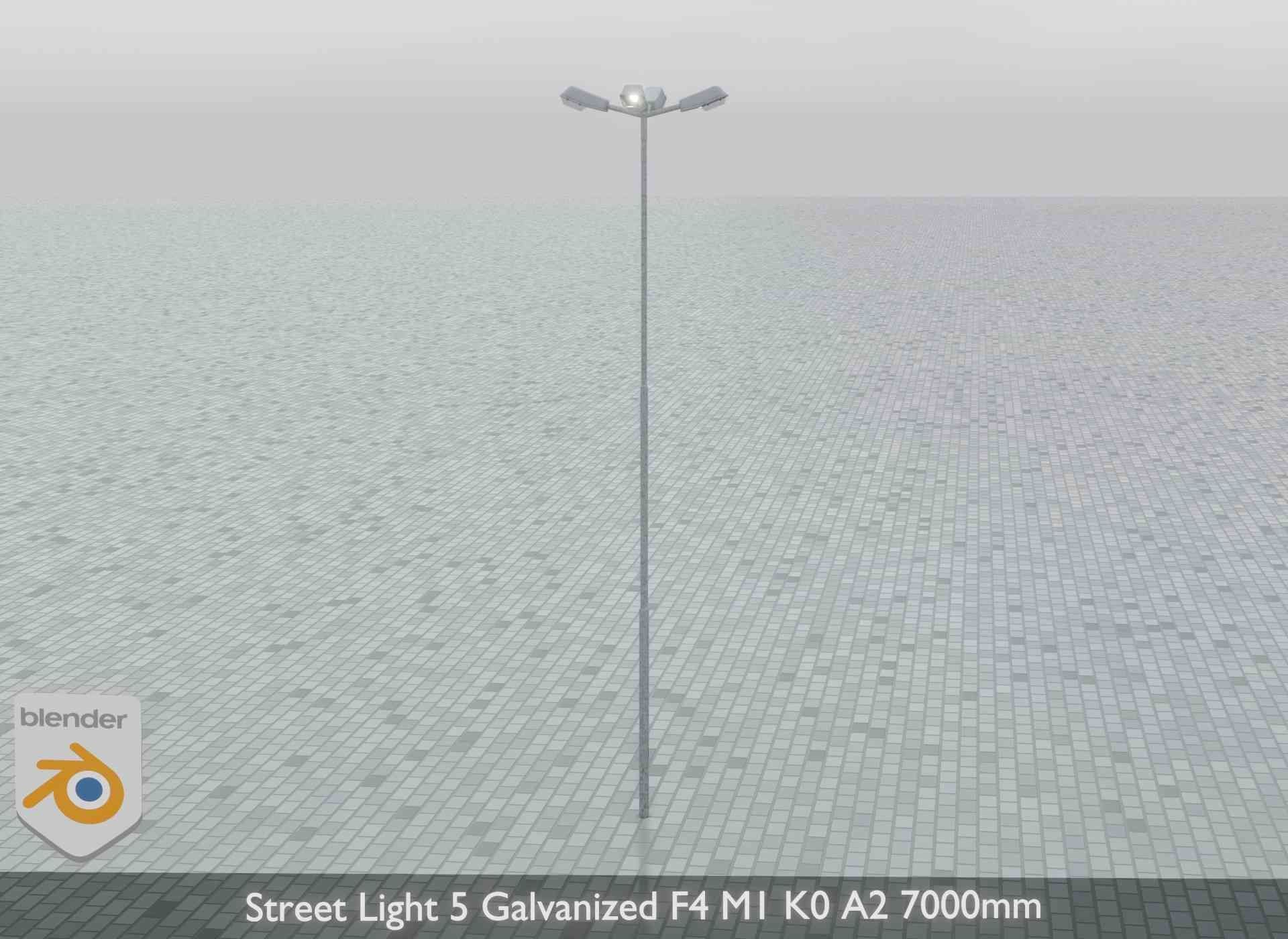 Street Light 5 Galvanized F4 M1 K0 A2 7000mm Low-poly 3D model_7