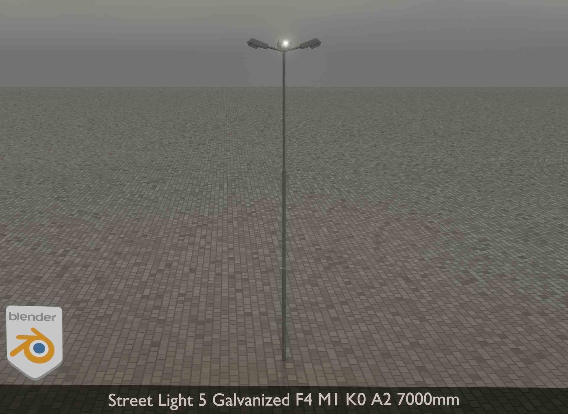 Street Light 5 Galvanized F4 M1 K0 A2 7000mm Low-poly 3D model_19