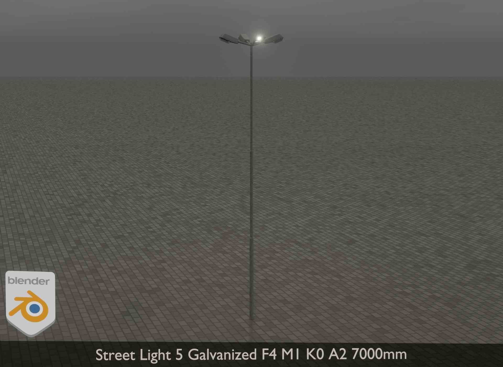 Street Light 5 Galvanized F4 M1 K0 A2 7000mm Low-poly 3D model_18