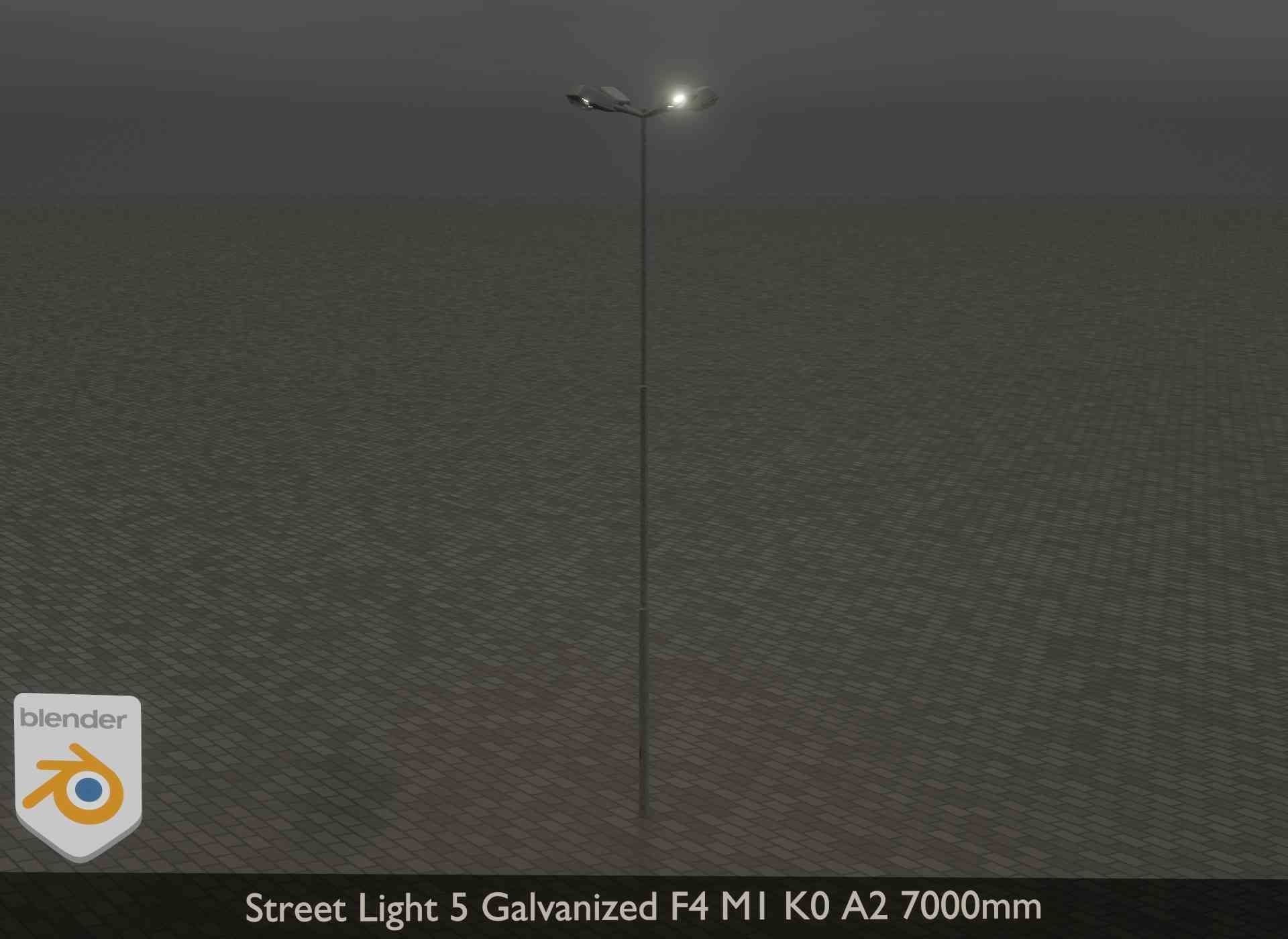 Street Light 5 Galvanized F4 M1 K0 A2 7000mm Low-poly 3D model_17