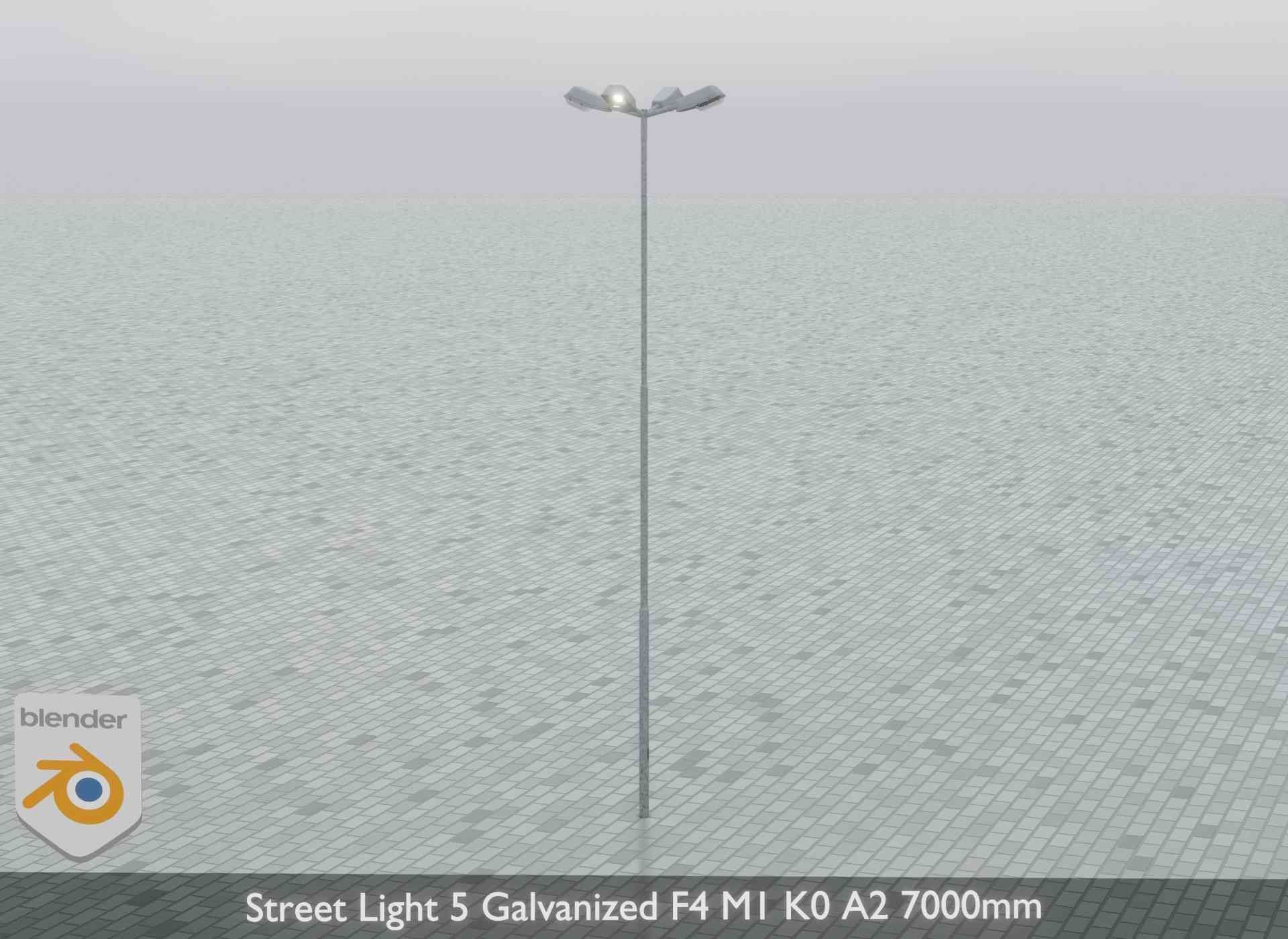 Street Light 5 Galvanized F4 M1 K0 A2 7000mm Low-poly 3D model_8