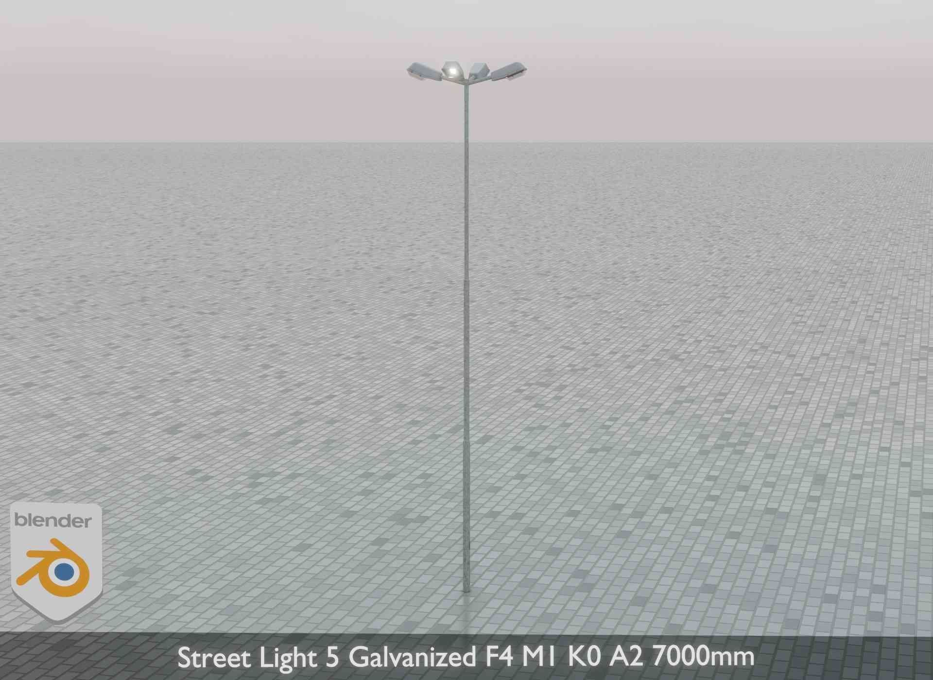 Street Light 5 Galvanized F4 M1 K0 A2 7000mm Low-poly 3D model_46