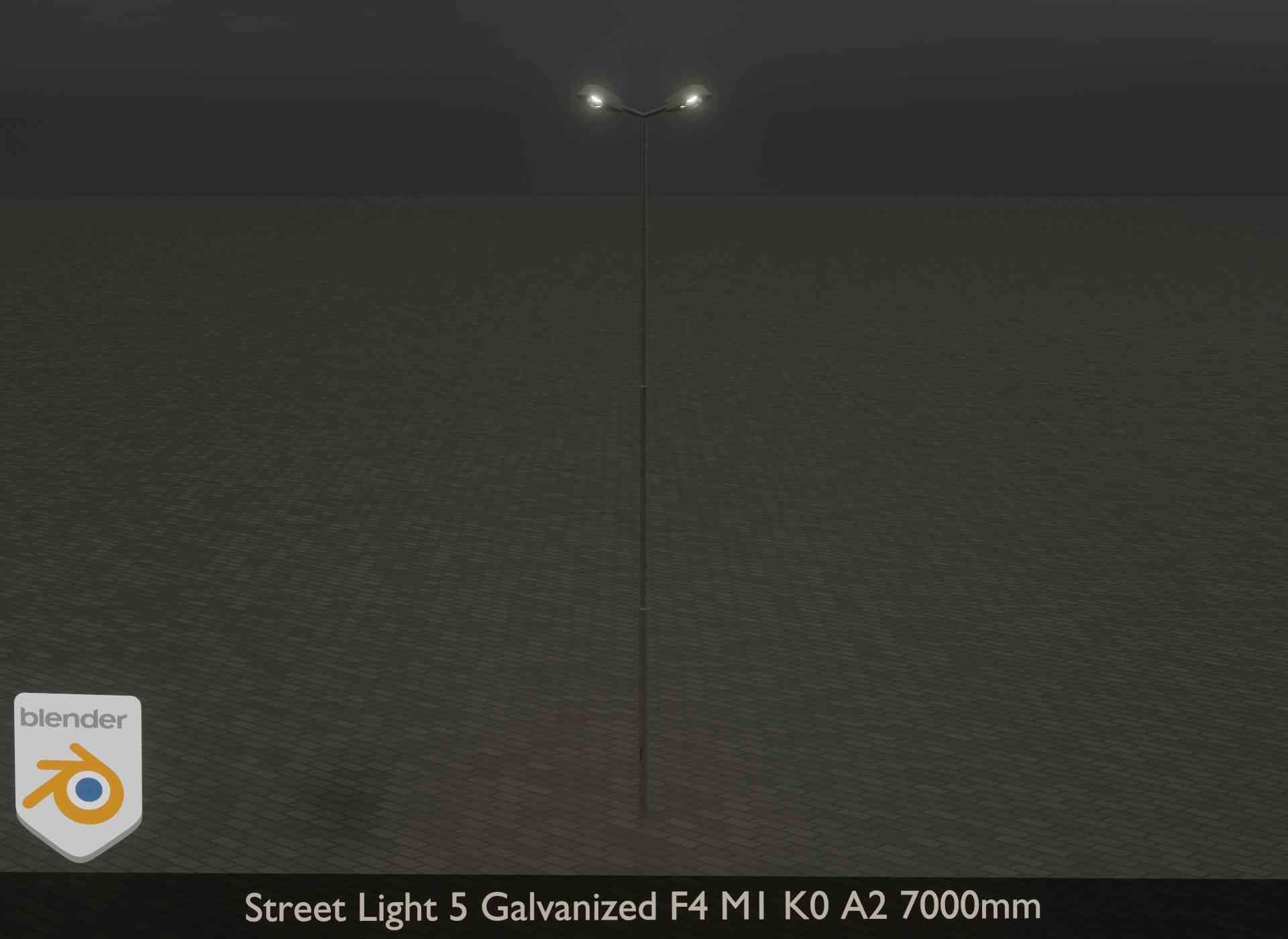 Street Light 5 Galvanized F4 M1 K0 A2 7000mm Low-poly 3D model_16