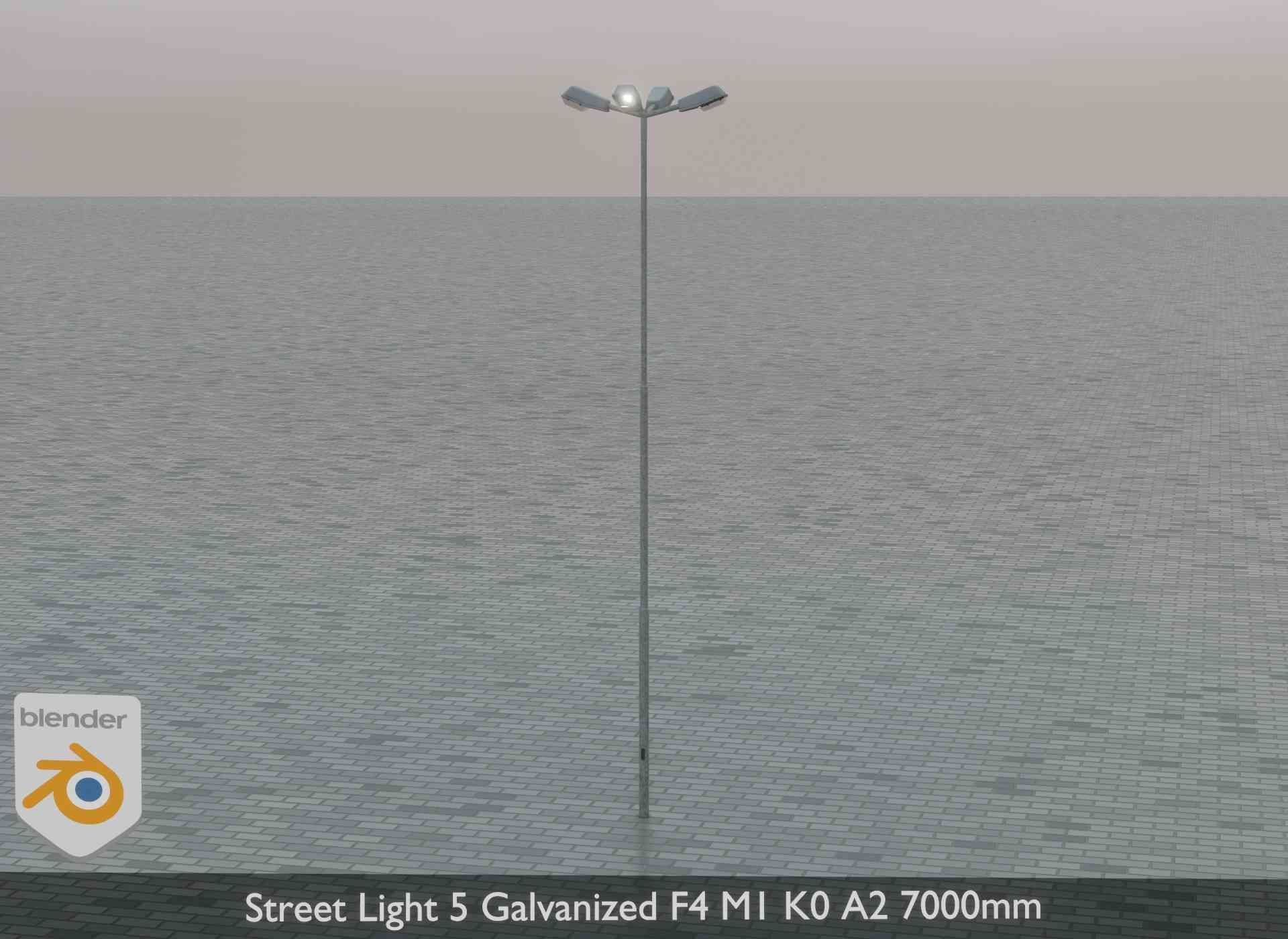 Street Light 5 Galvanized F4 M1 K0 A2 7000mm Low-poly 3D model_1
