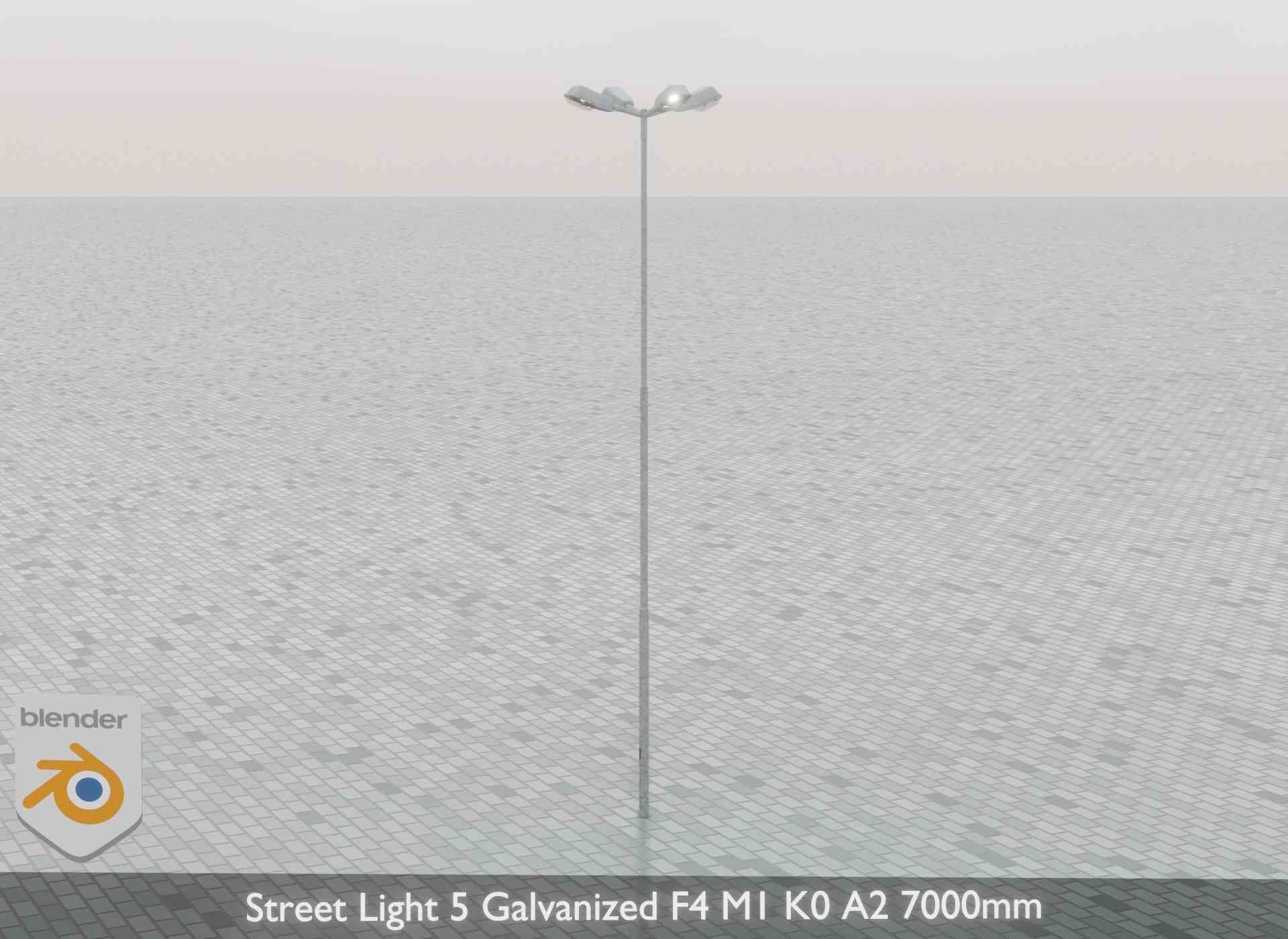Street Light 5 Galvanized F4 M1 K0 A2 7000mm Low-poly 3D model_43