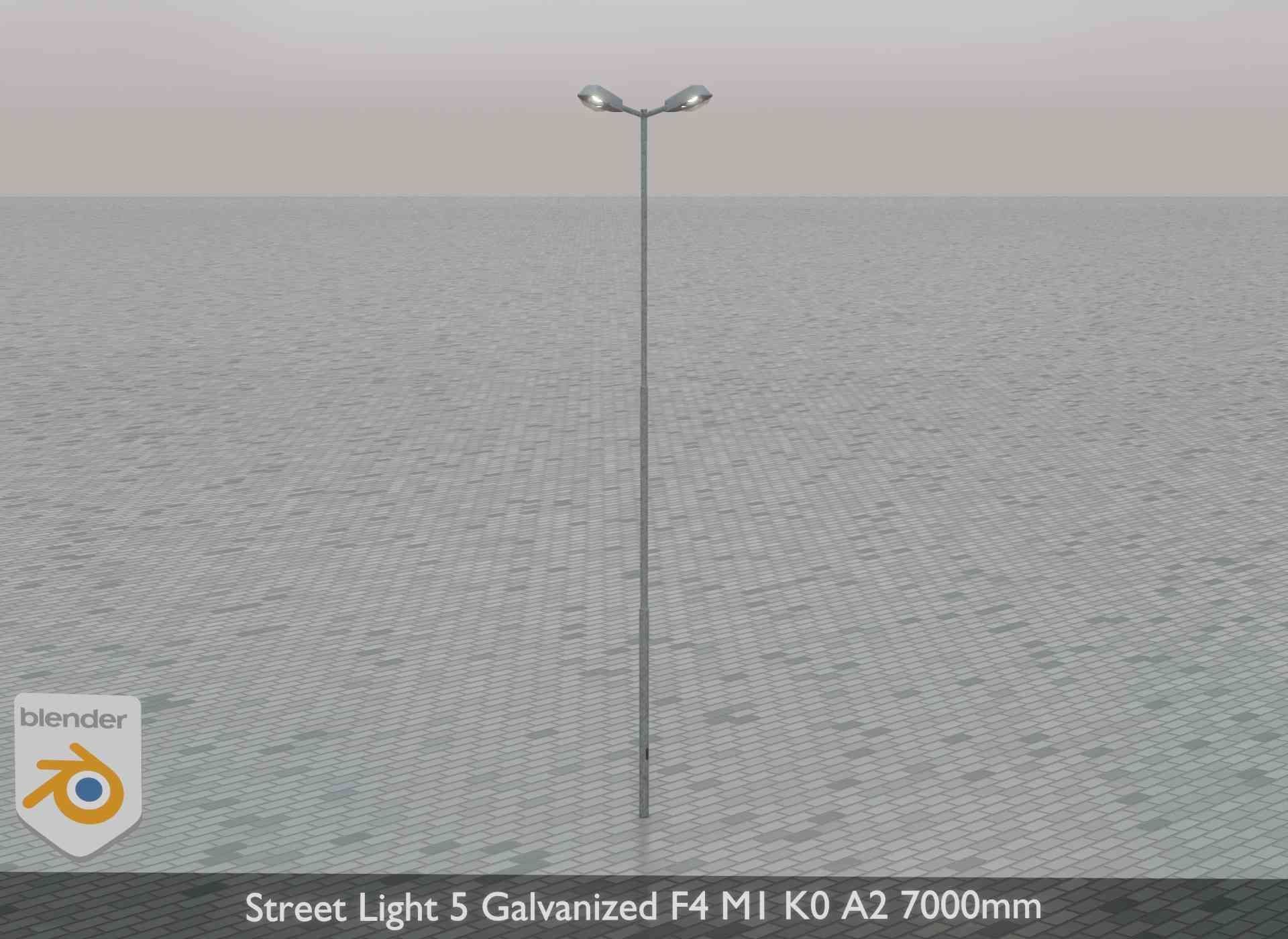 Street Light 5 Galvanized F4 M1 K0 A2 7000mm Low-poly 3D model_48