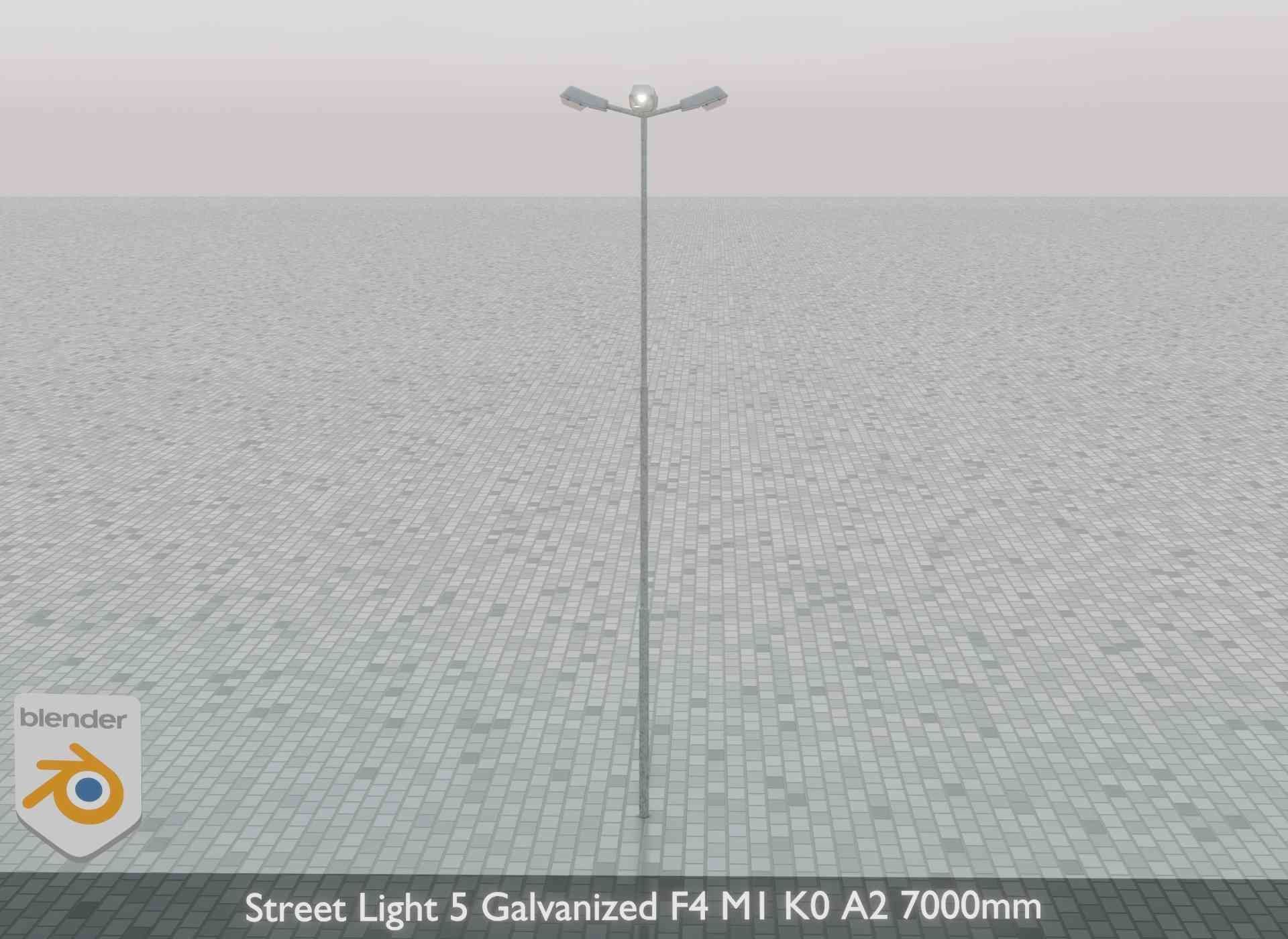 Street Light 5 Galvanized F4 M1 K0 A2 7000mm Low-poly 3D model_45