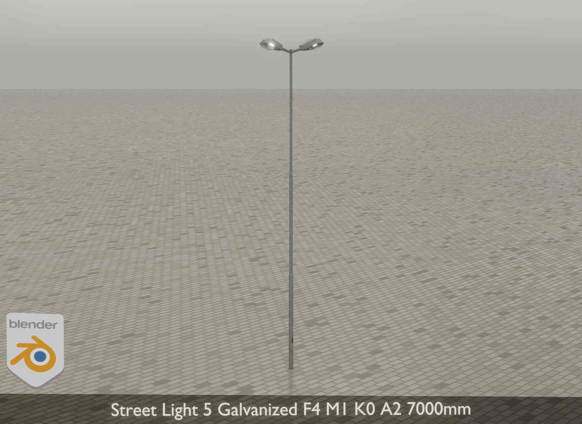 Street Light 5 Galvanized F4 M1 K0 A2 7000mm Low-poly 3D model_22