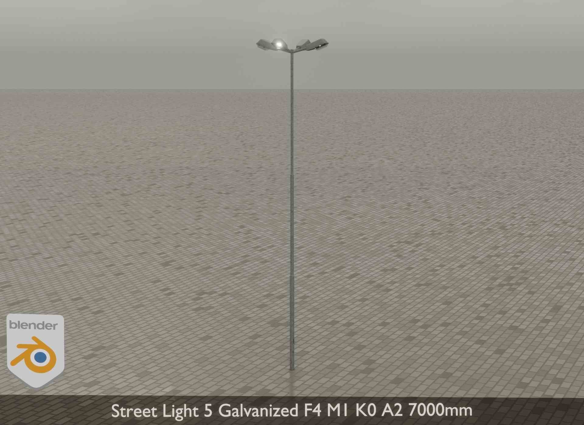 Street Light 5 Galvanized F4 M1 K0 A2 7000mm Low-poly 3D model_21